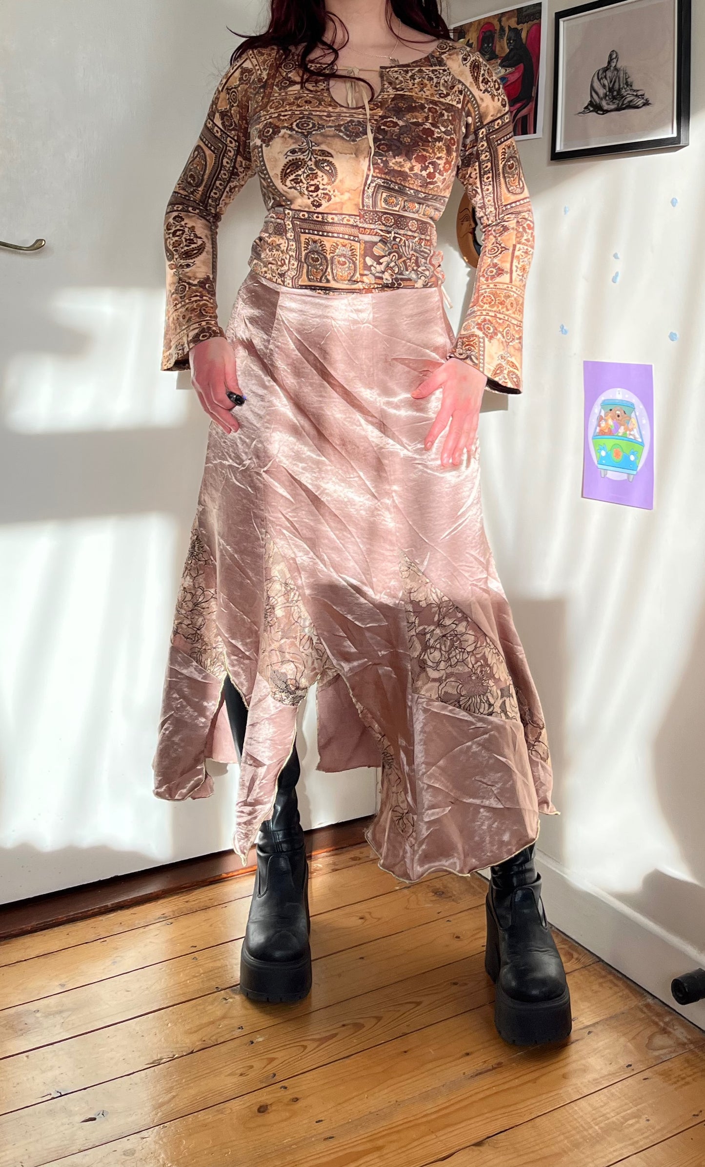 Gold Satin Maxi Skirt - UK 12