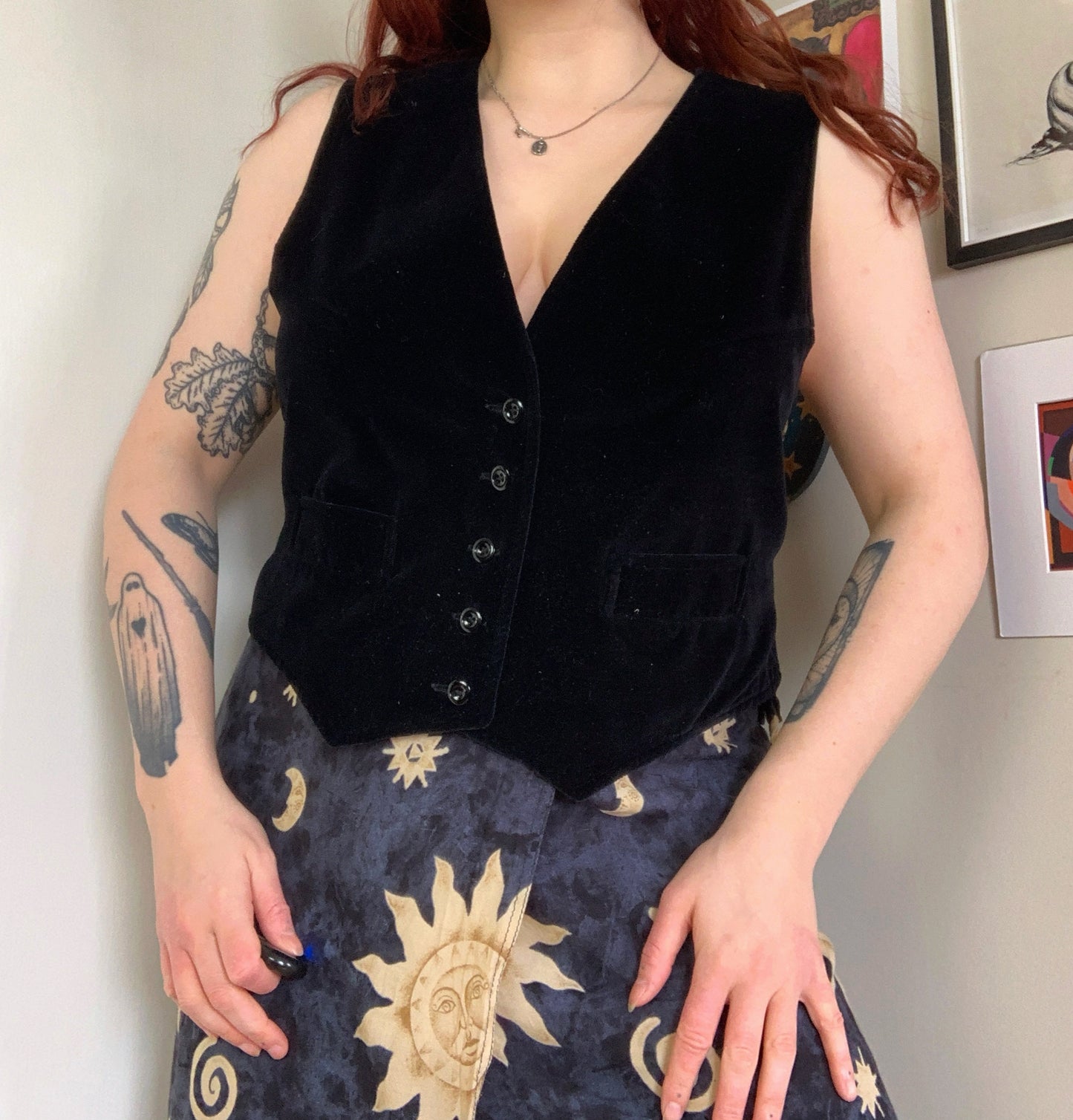 Rose 90s Velvet Waistcoat UK 12-14