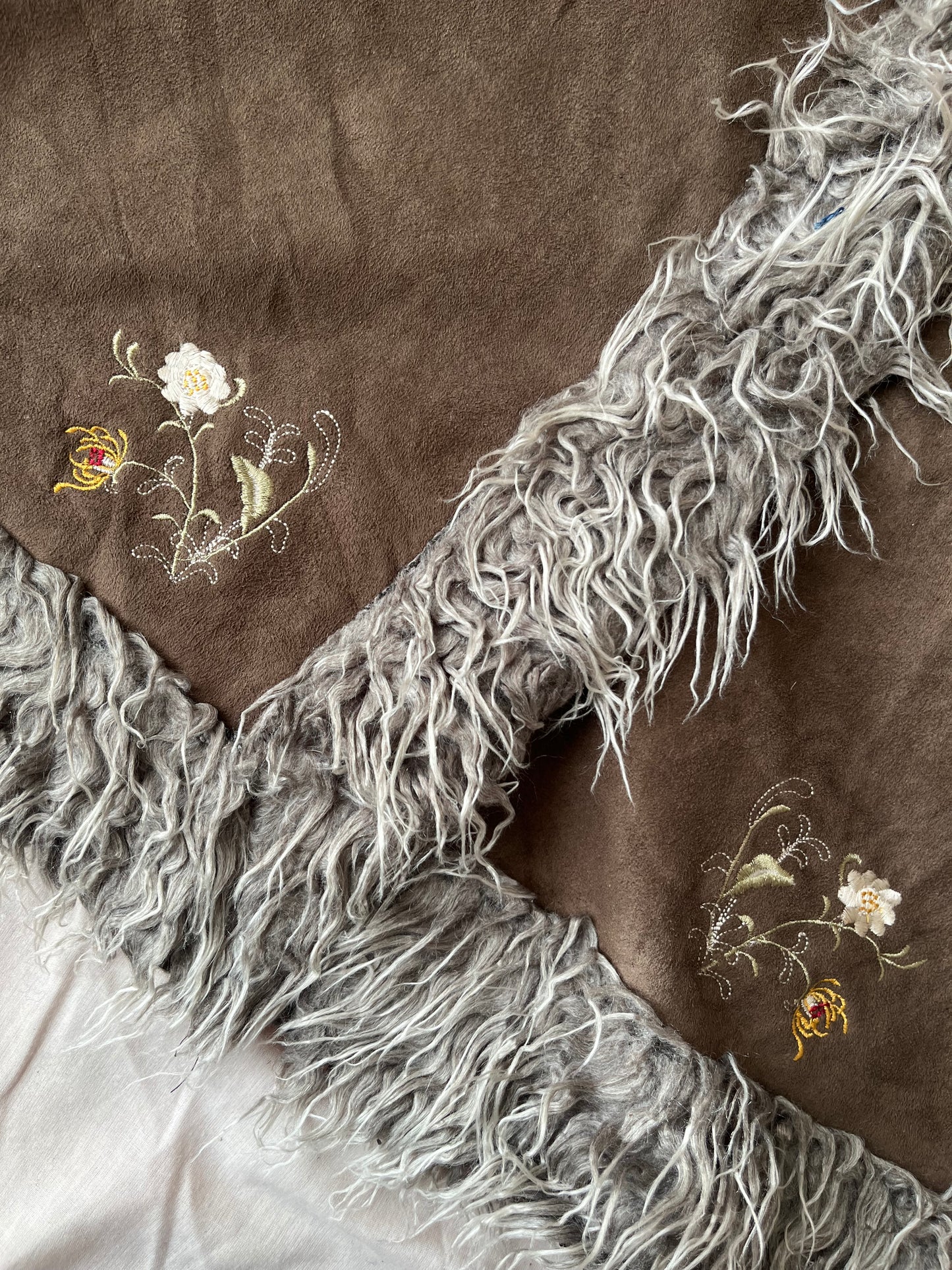 Brown Embroidered Afghan Coat - Size S/M