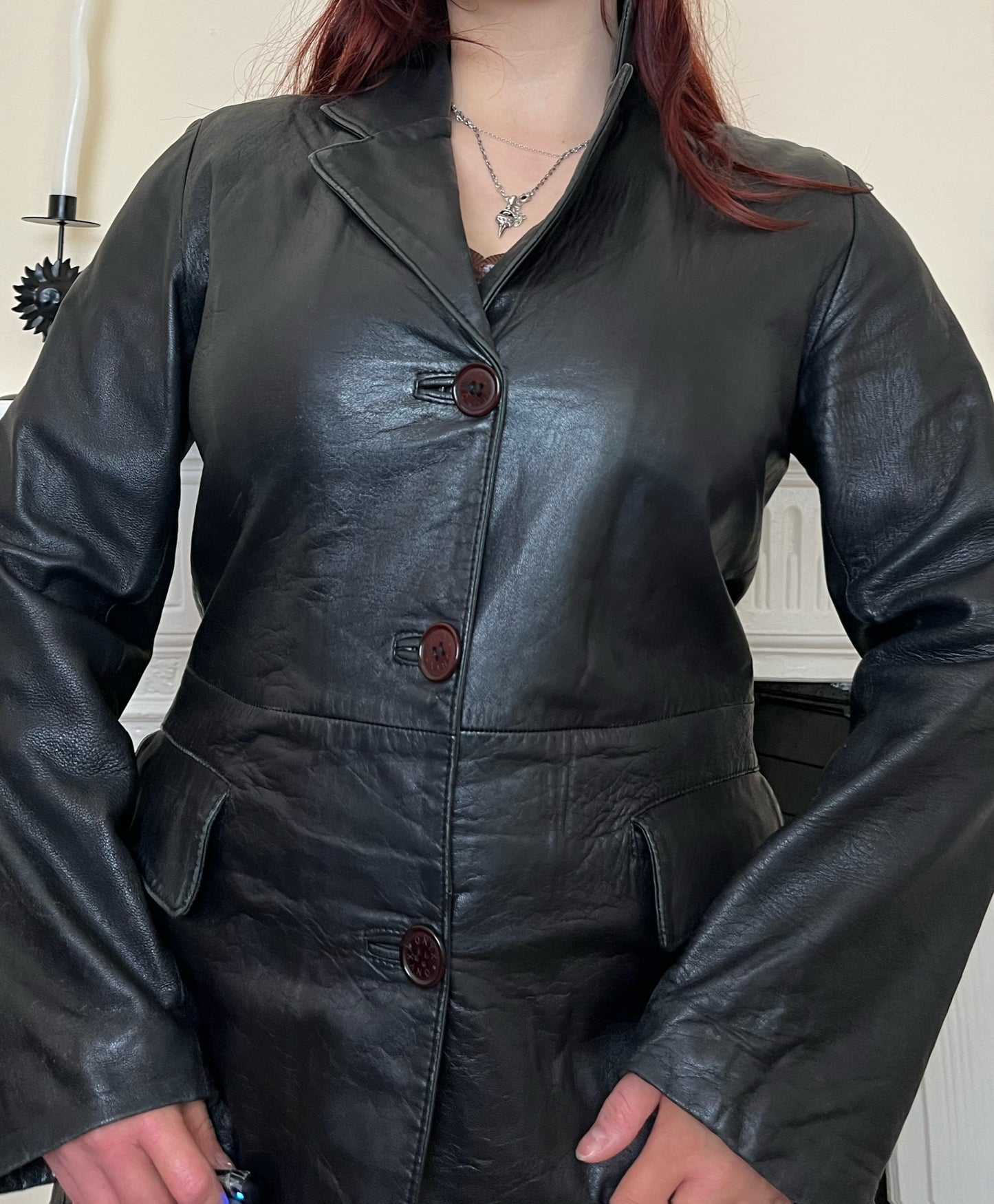 Black Leather Jacket UK 12
