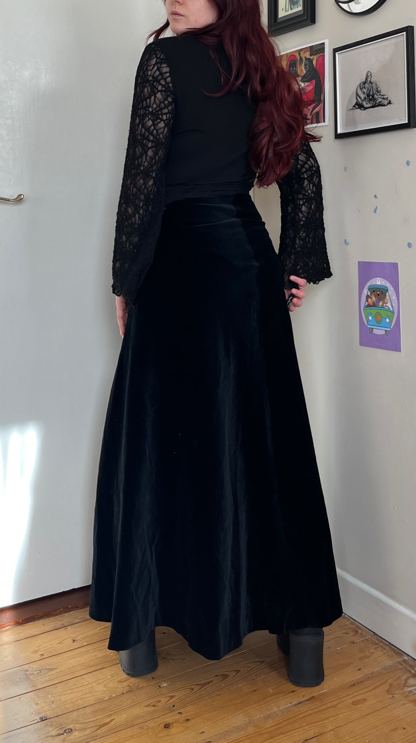 Black Velvet Skirt UK 8
