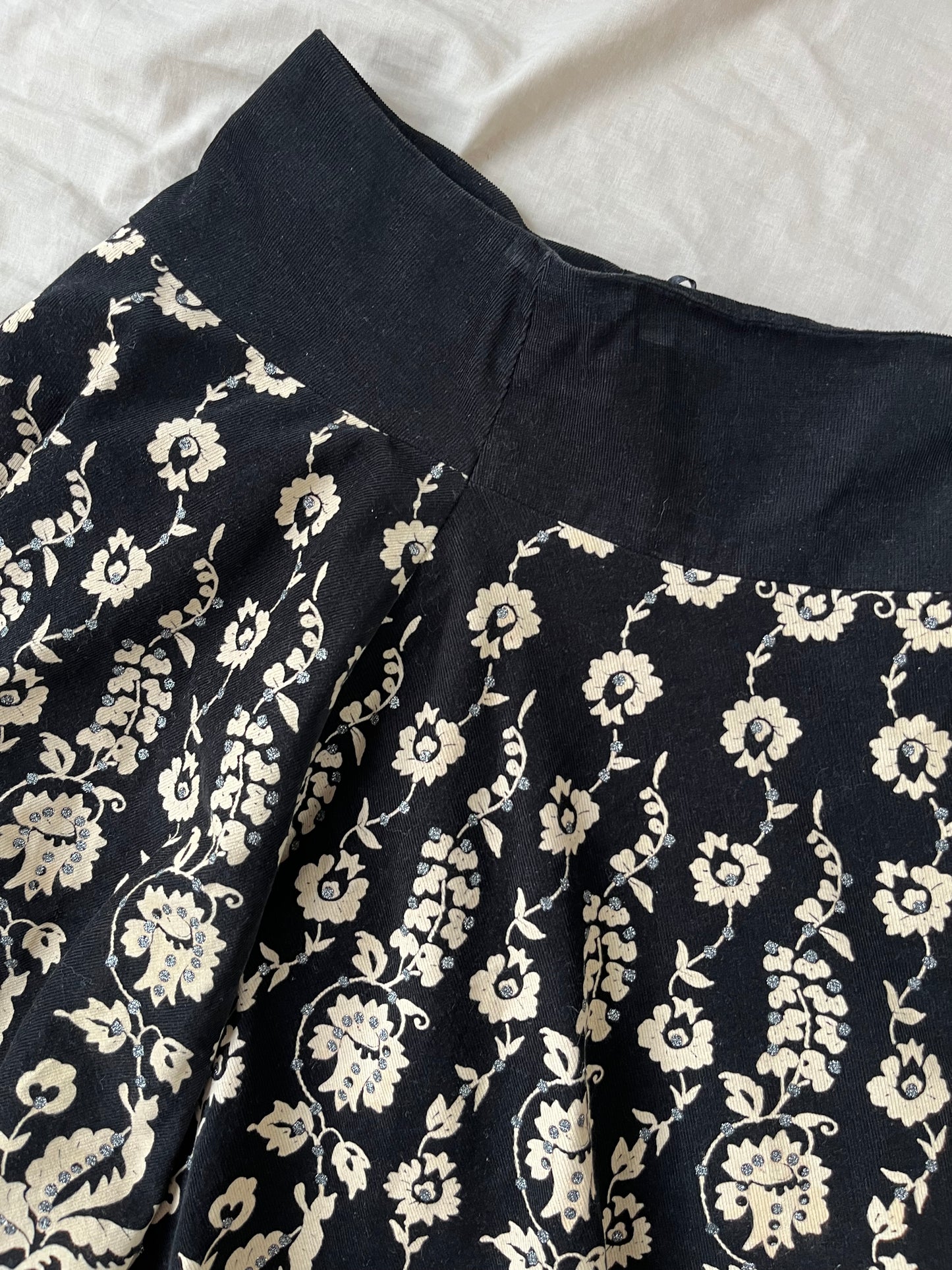 Black Corduroy Skirt UK 8