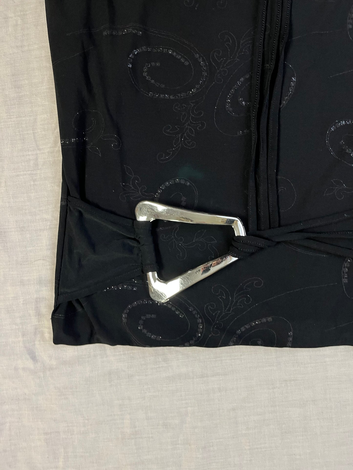 Black Midi Skirt With Swirl Design UK 10-14