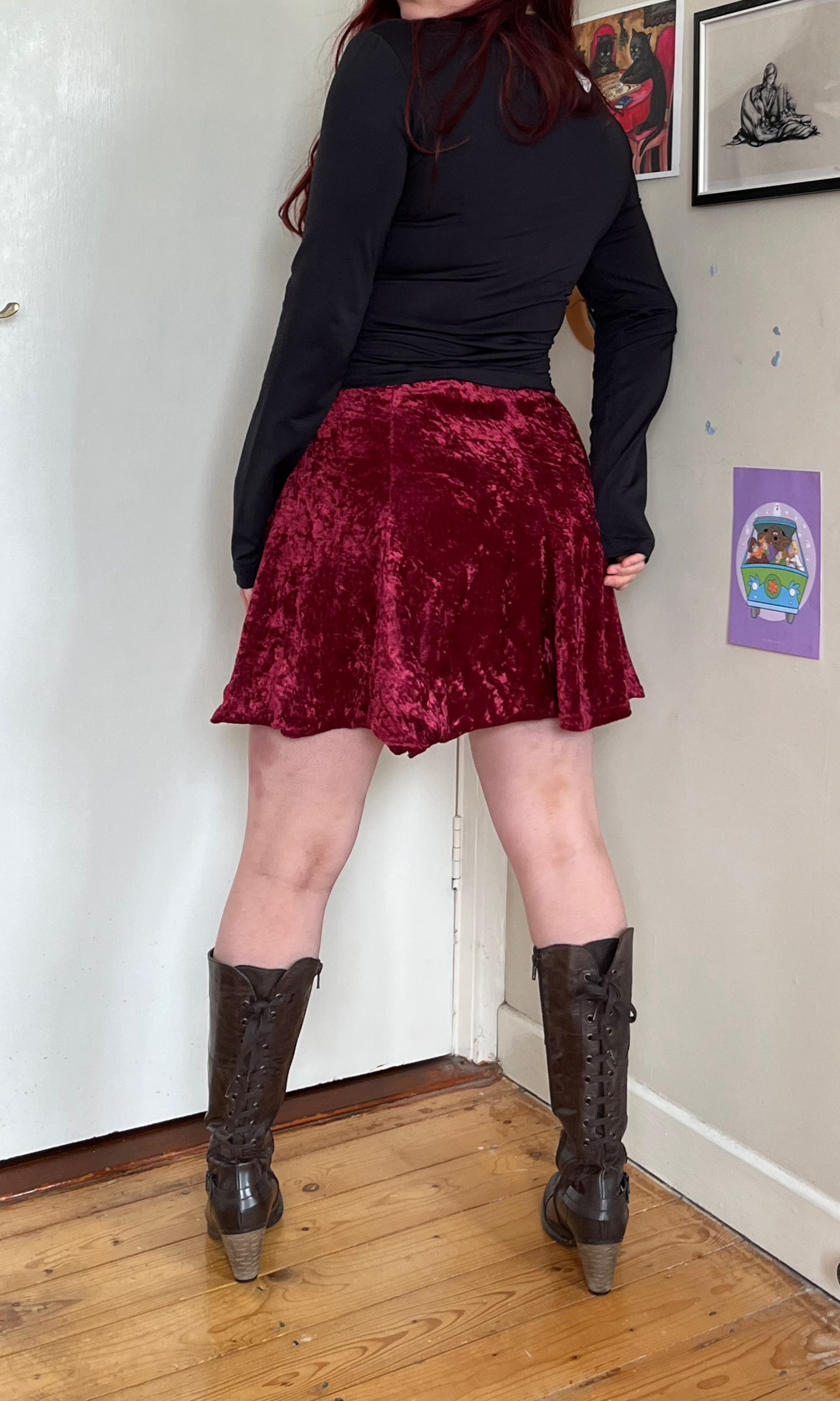 Pink Velvet Skirt UK 6-10