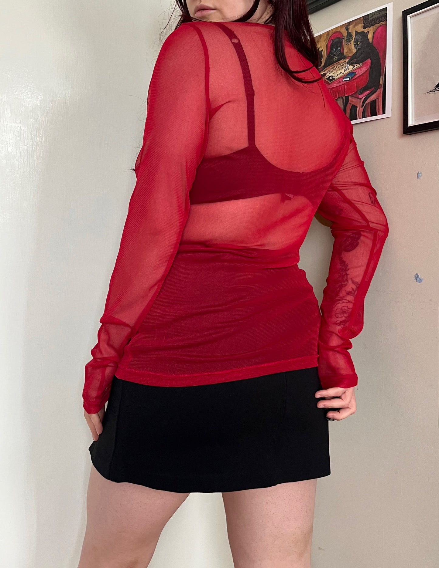 Red Mesh Top UK 12-14