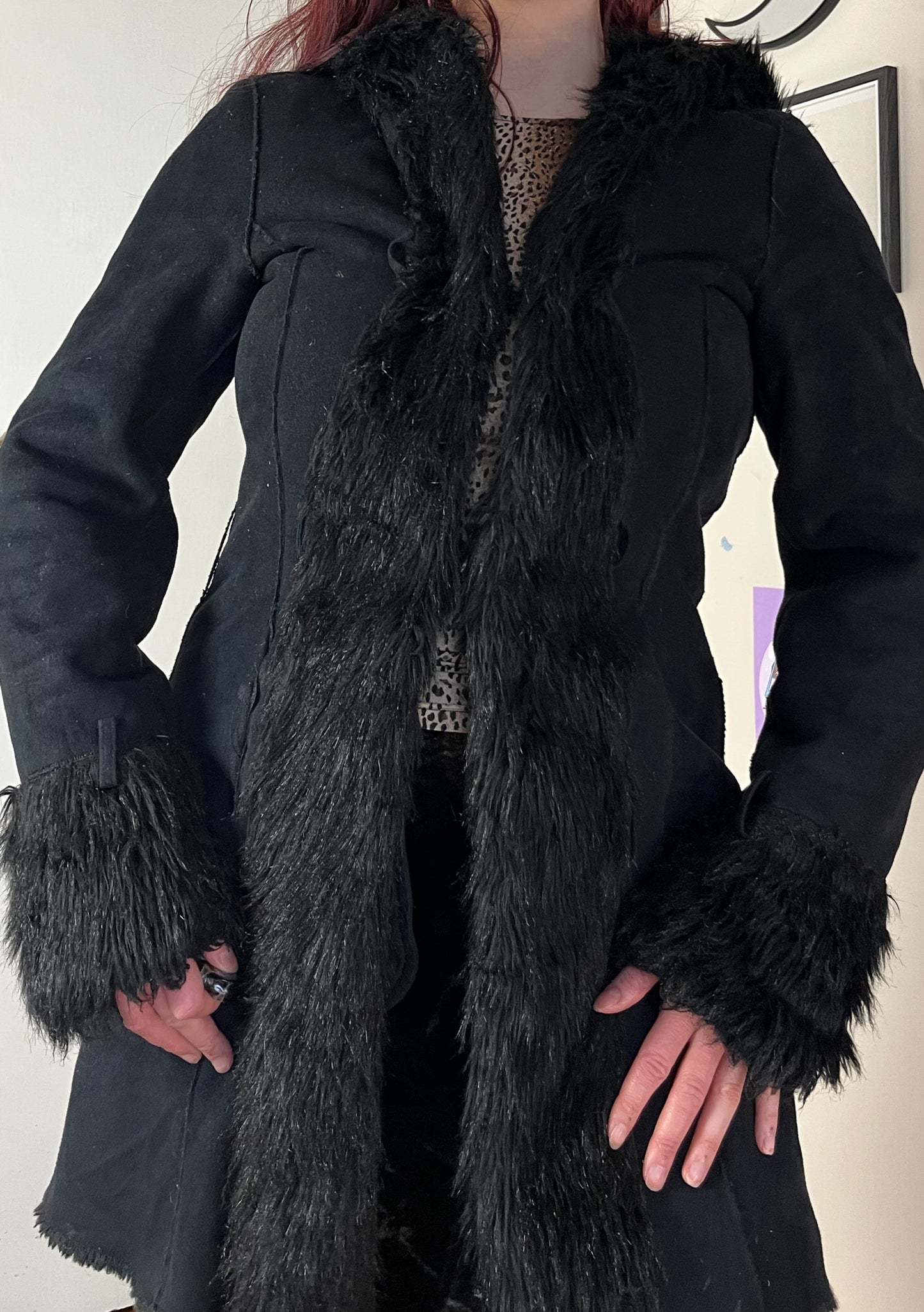 Armani Jeans Black Afghan Coat UK 10