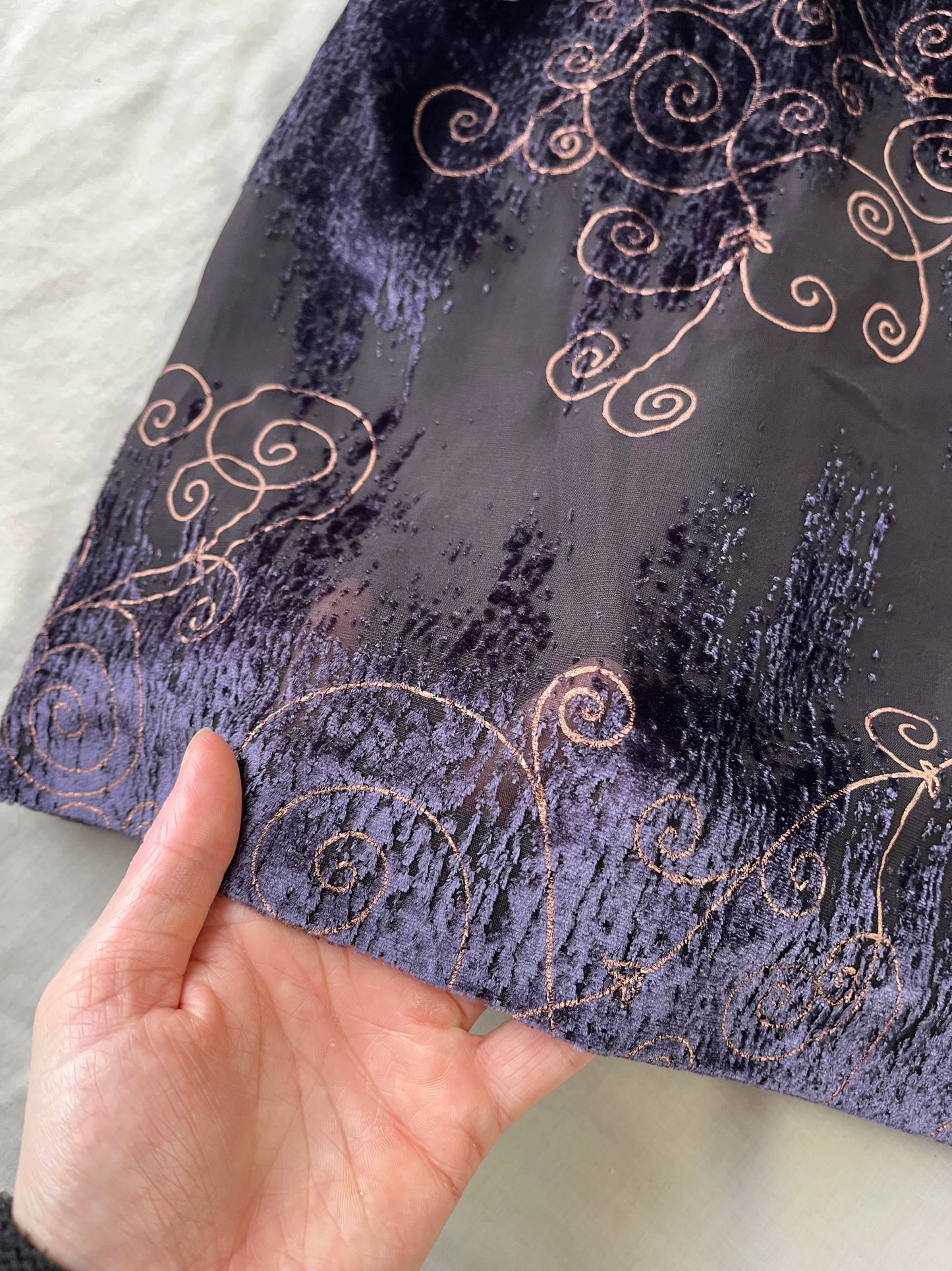 Purple Velvet Mini Skirt UK 8-10
