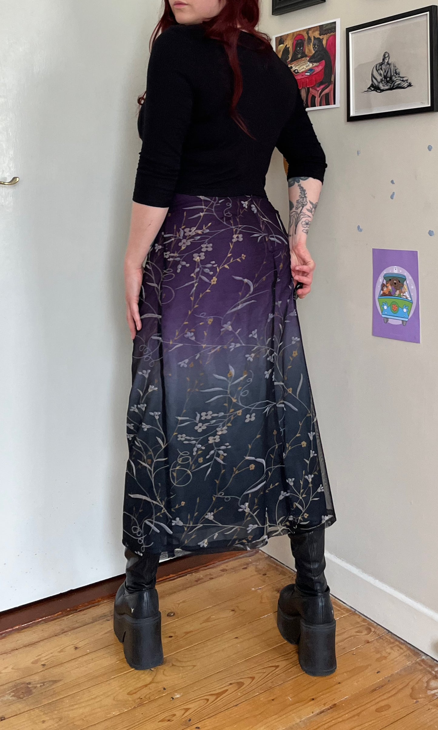 Two Toned Floral Skirt UK 12
