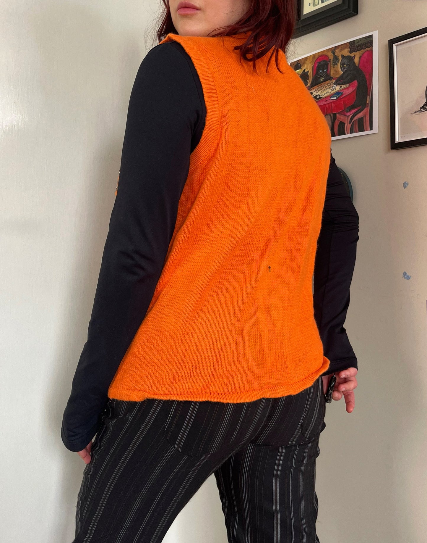 The Familiar 1990s Halloween Sweater Vest L