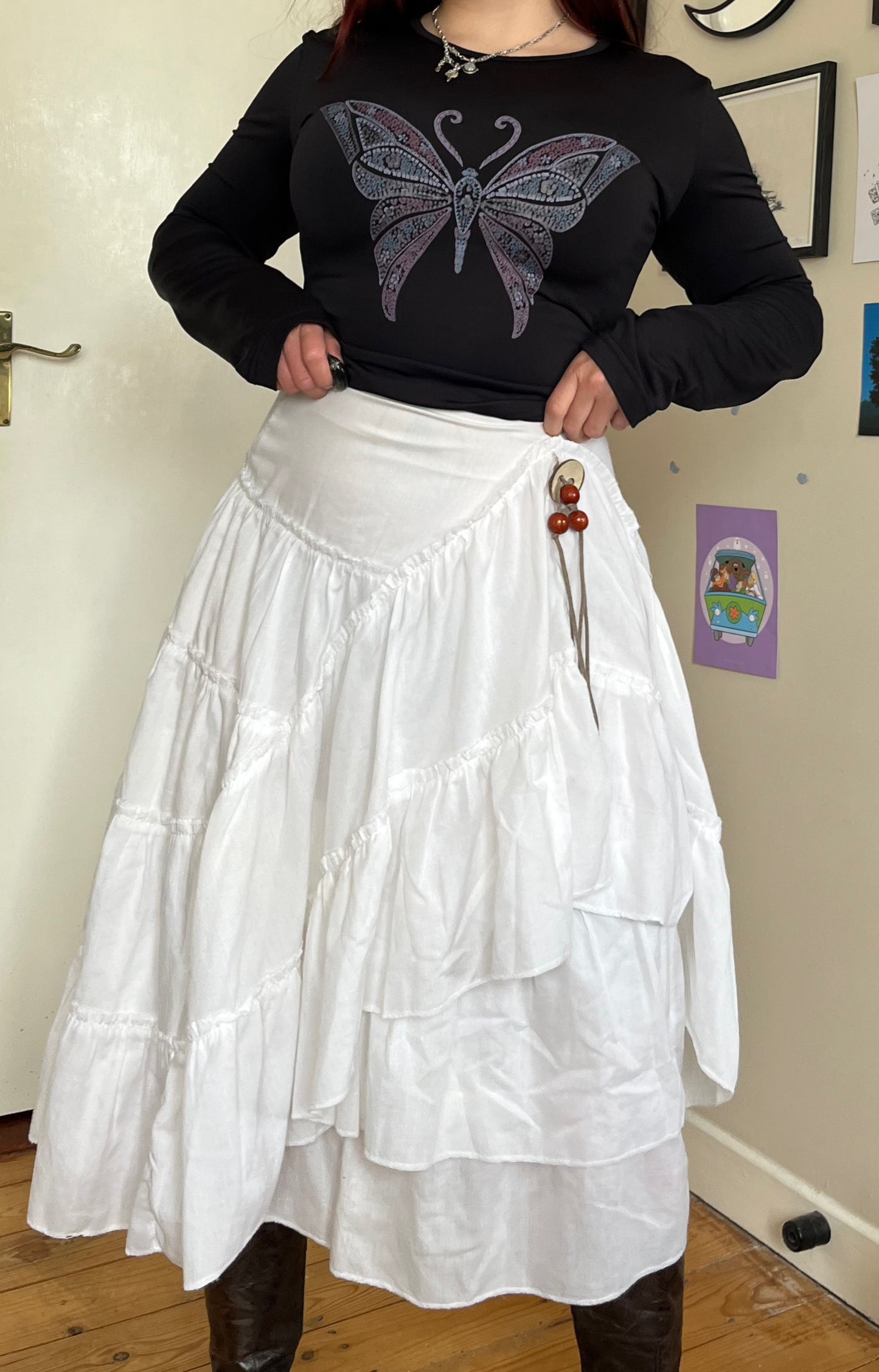 Tiered White Skirt UK 10
