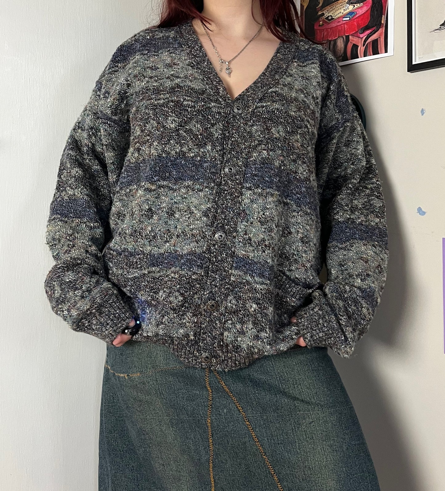 Green and Blue Cardigan XL