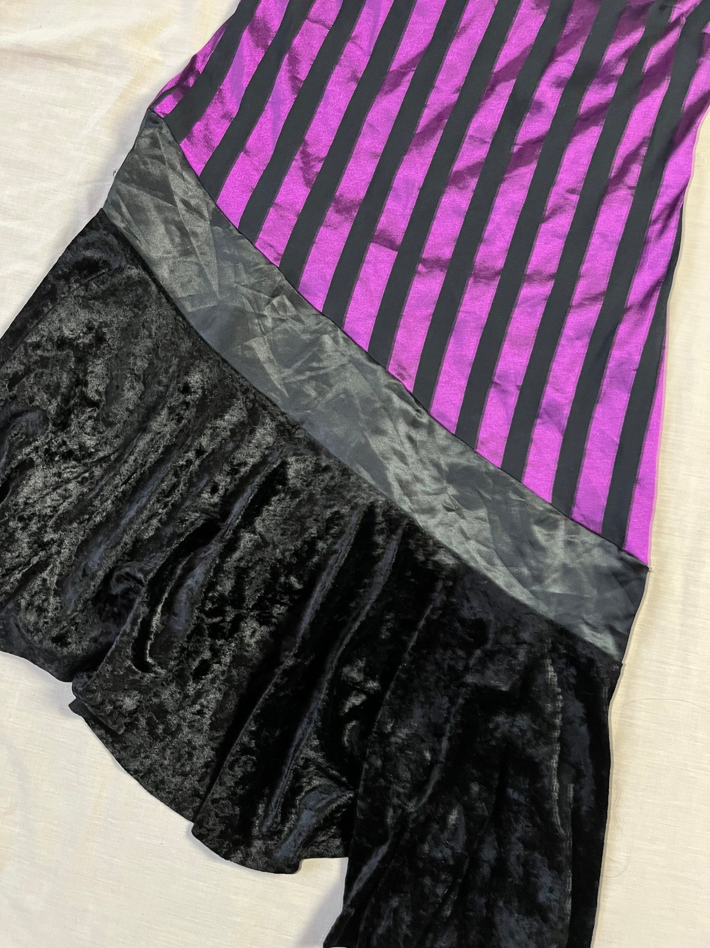 Stripe And Velvet Dress - UK 12