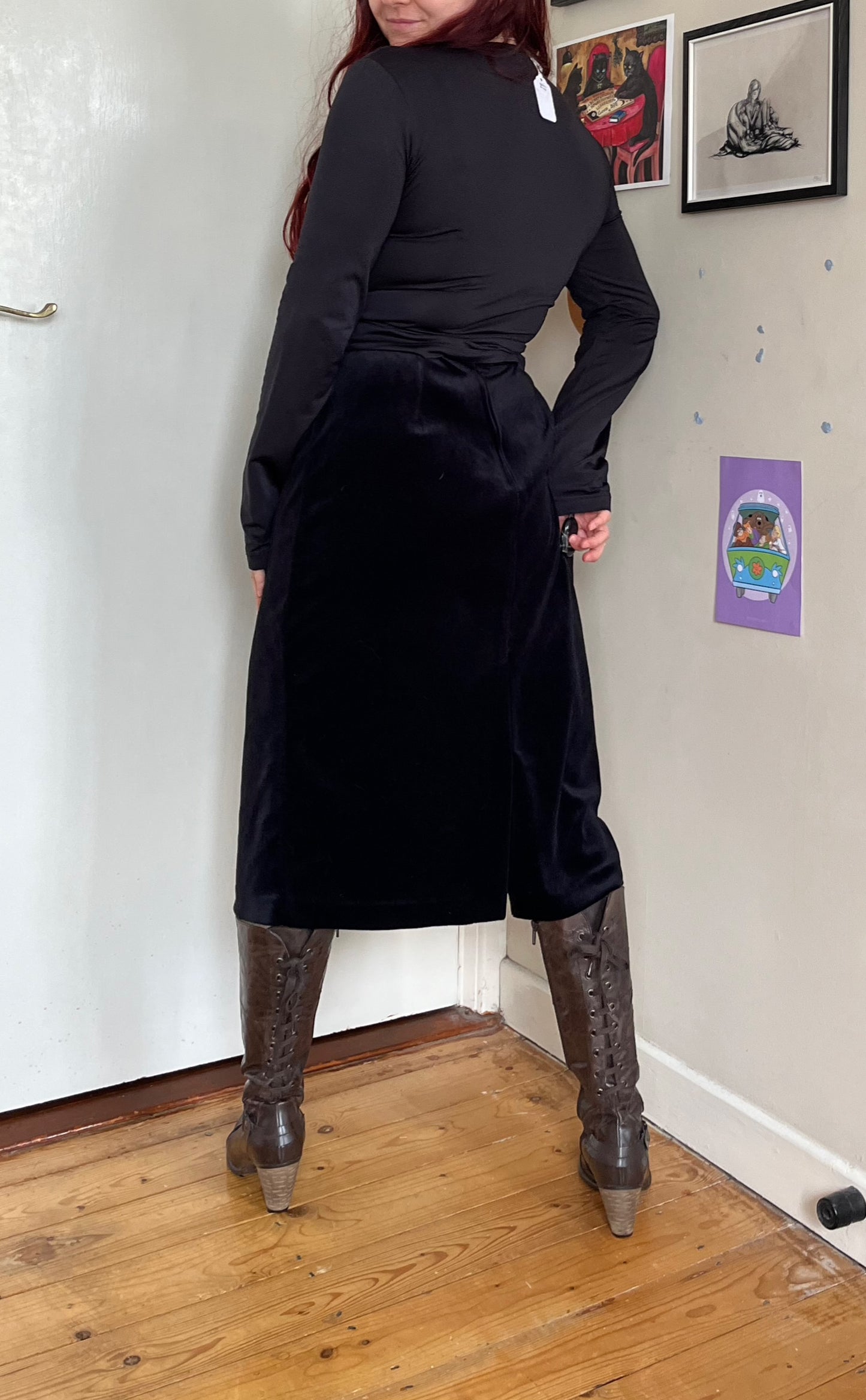Black Velvet Skirt UK 10-12