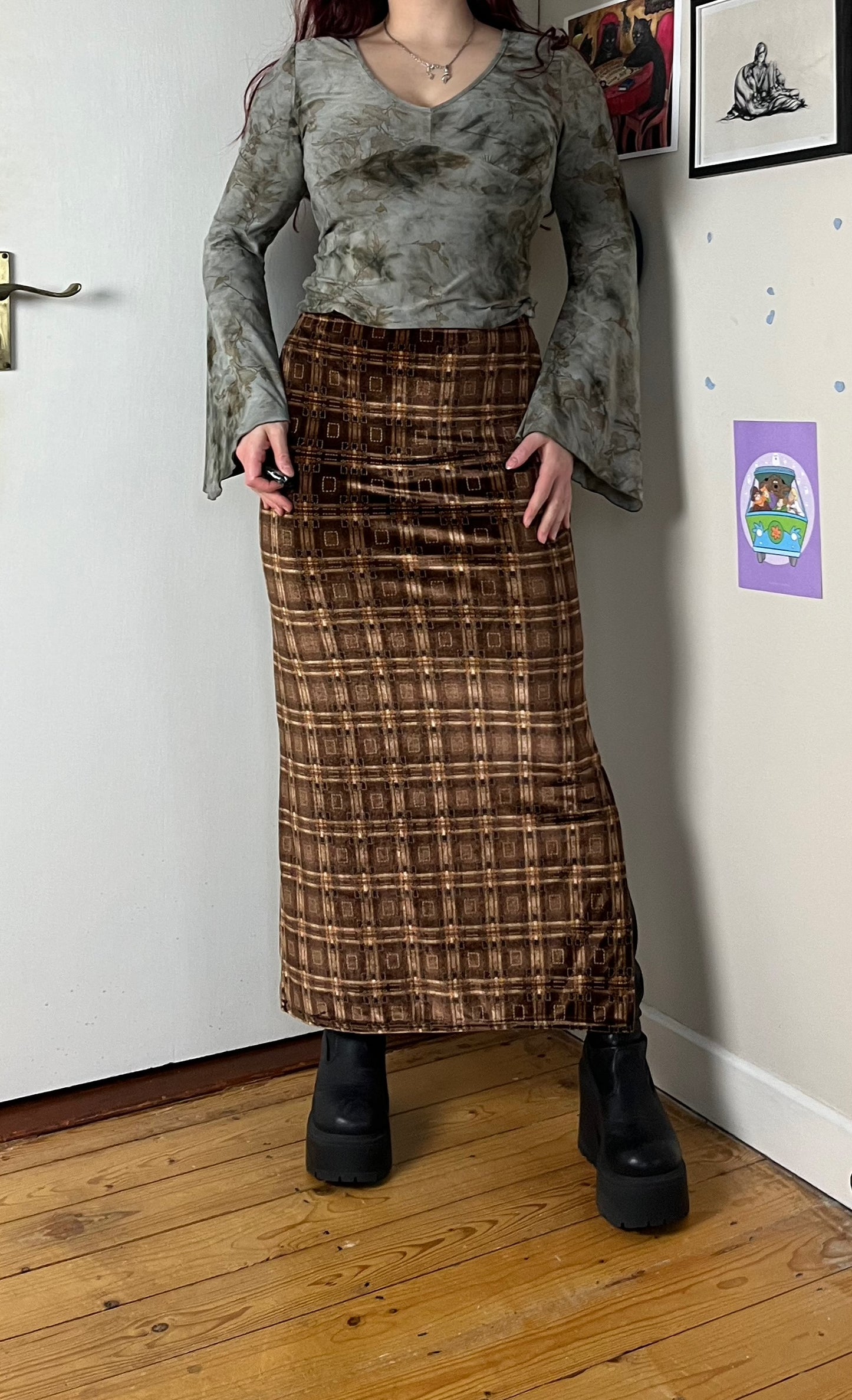 Brown Velvet Skirt UK 8-10