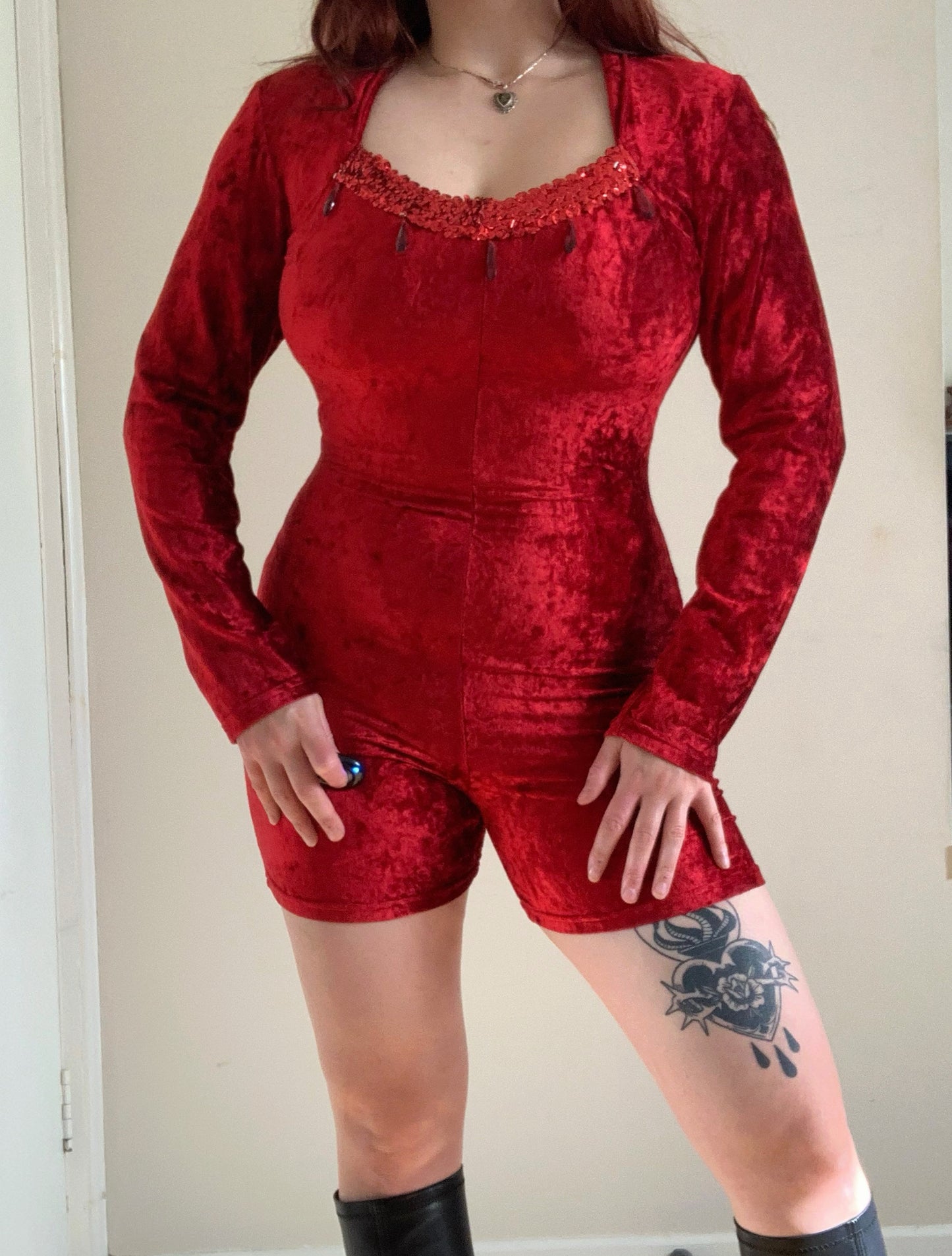 Carmilla 90s Velvet Romper UK 10