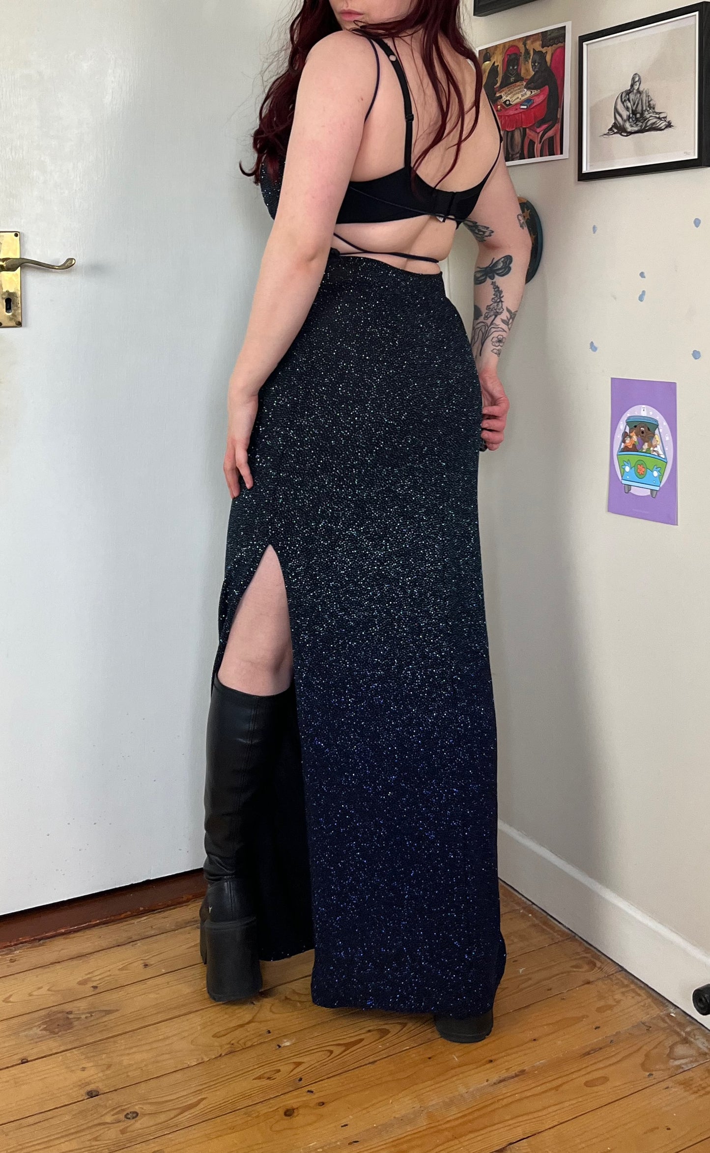 Blue Glitter Evening Dress - UK 8-10