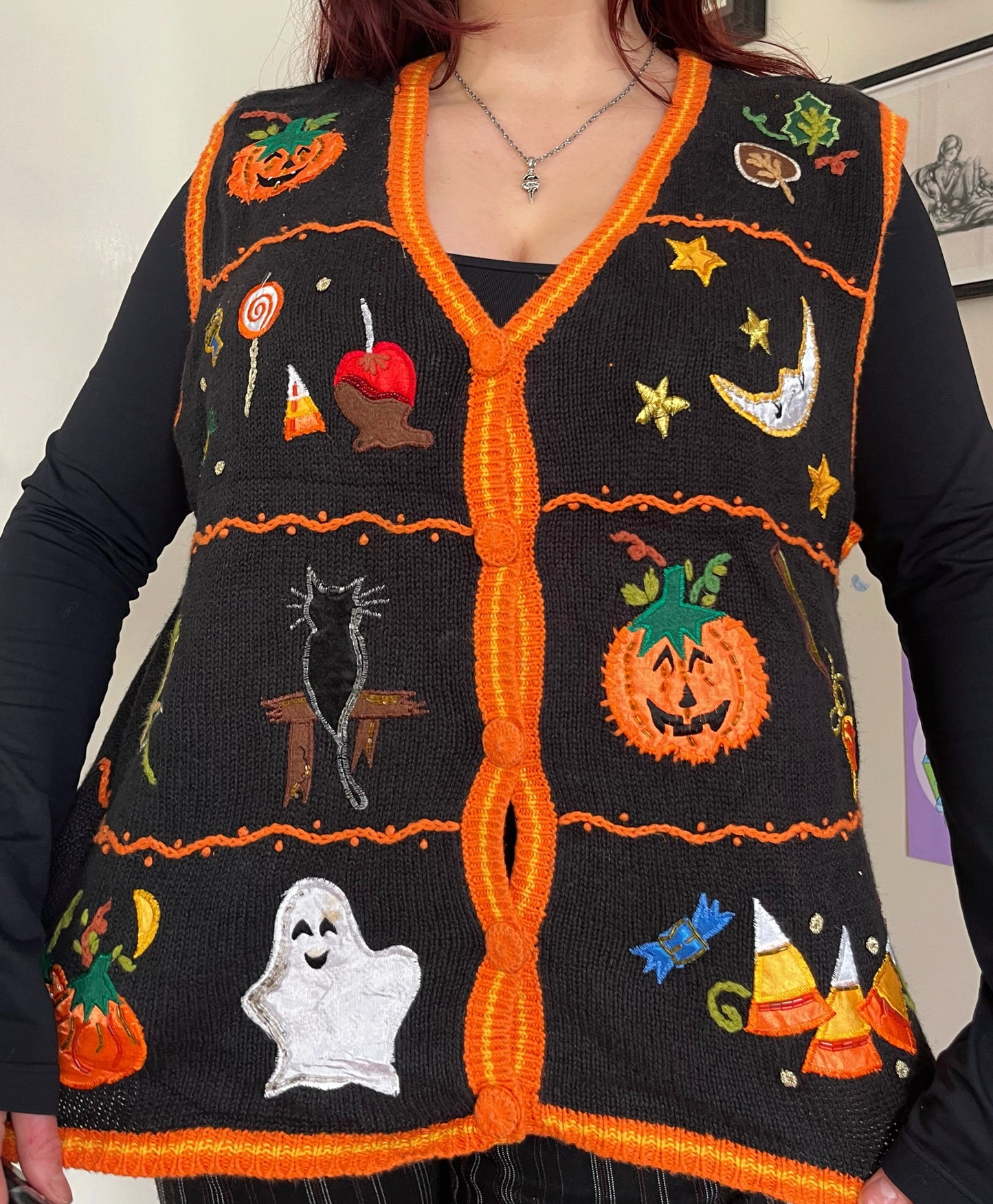Dusk 1990s Halloween Sweater Vest L/XL