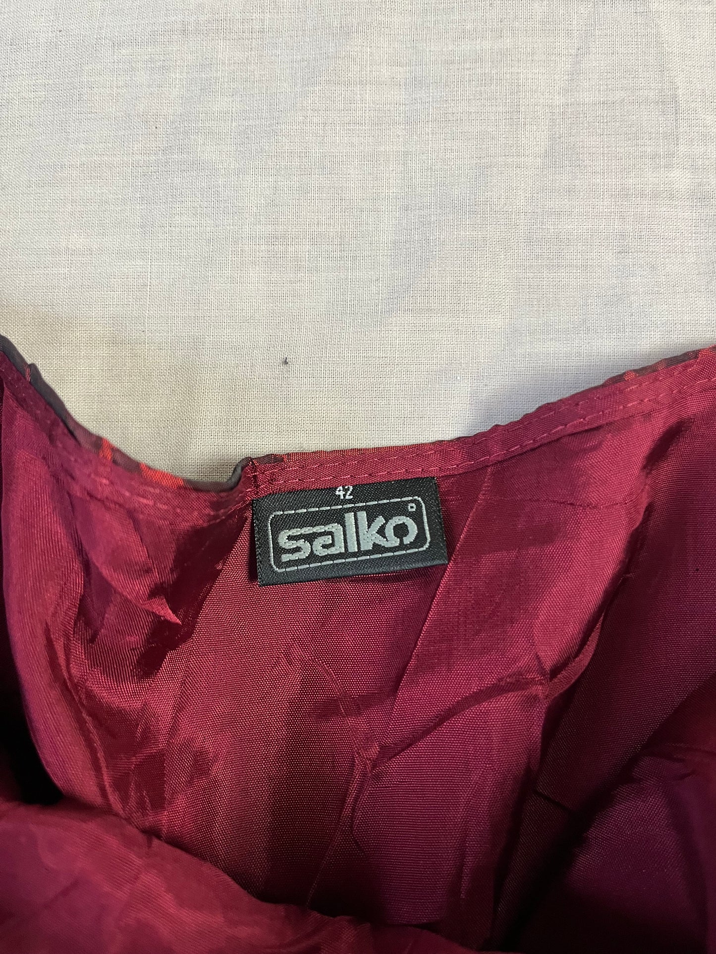 Red Satin Maxi Skirt UK 14