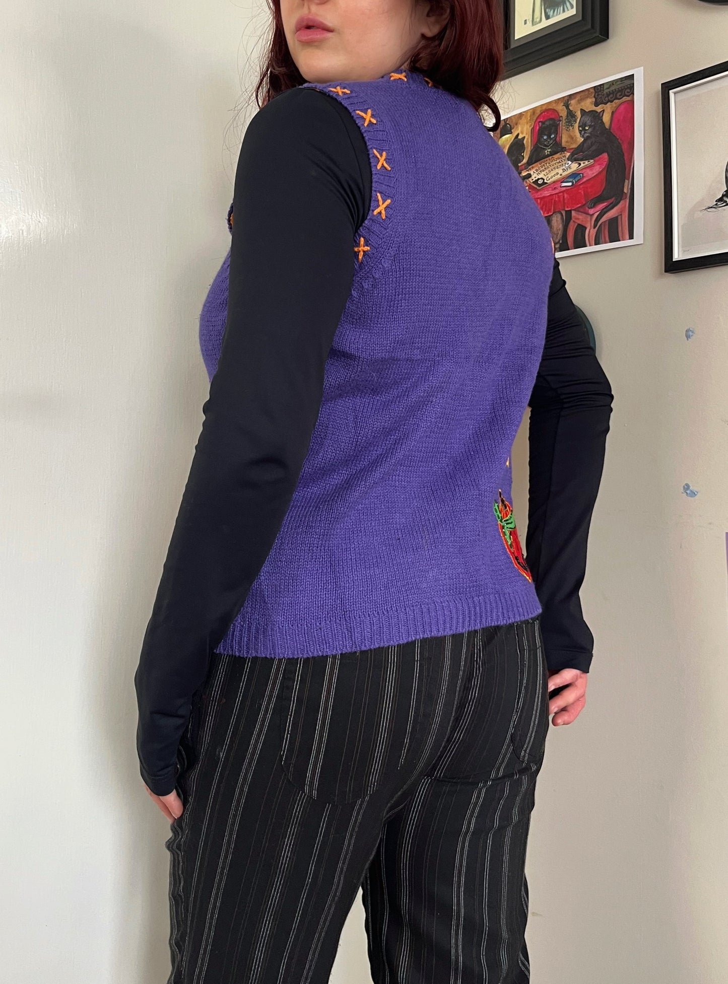 Witchcraft 1990s Halloween Sweater Vest M