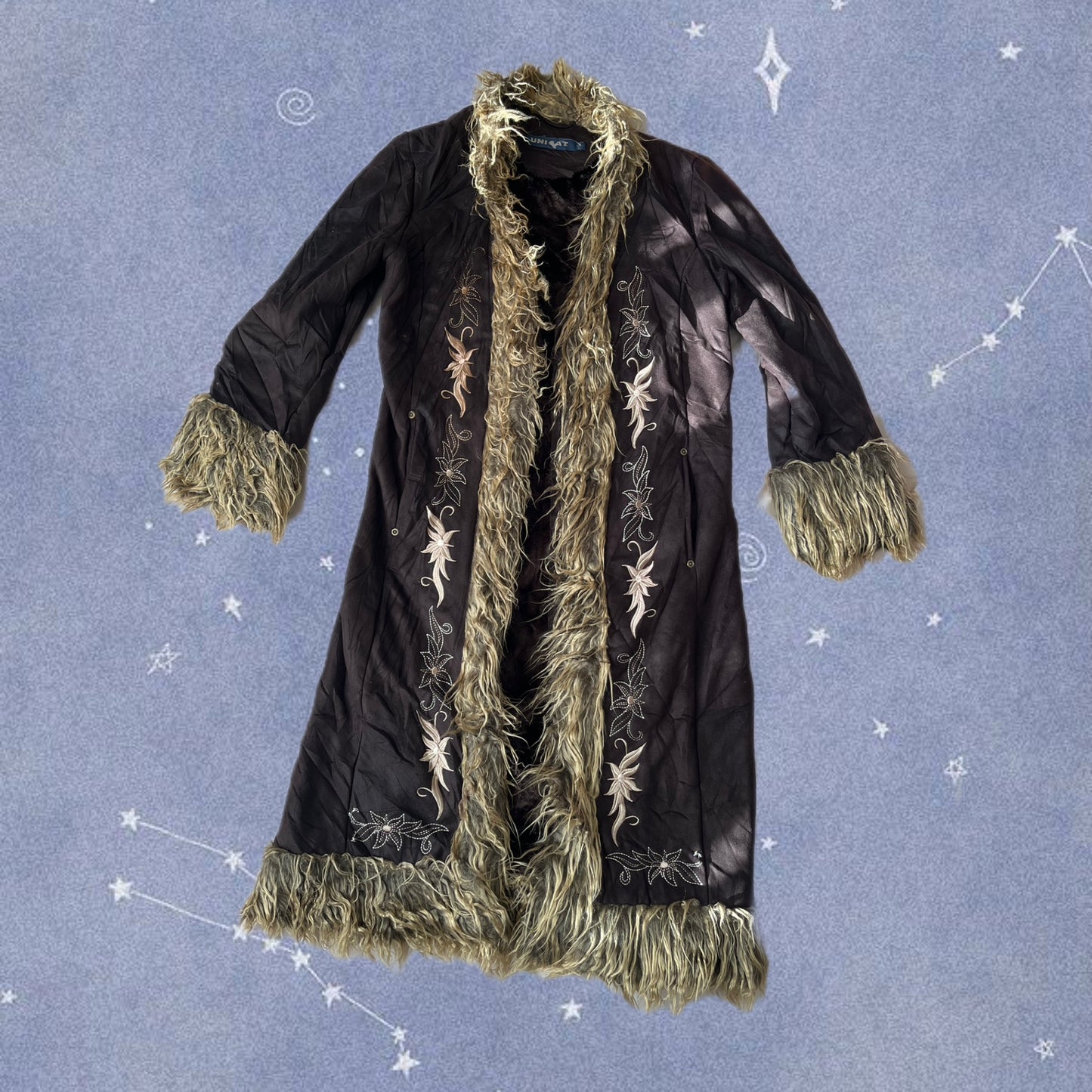 Brown Embroidered Afghan Coat - Size S