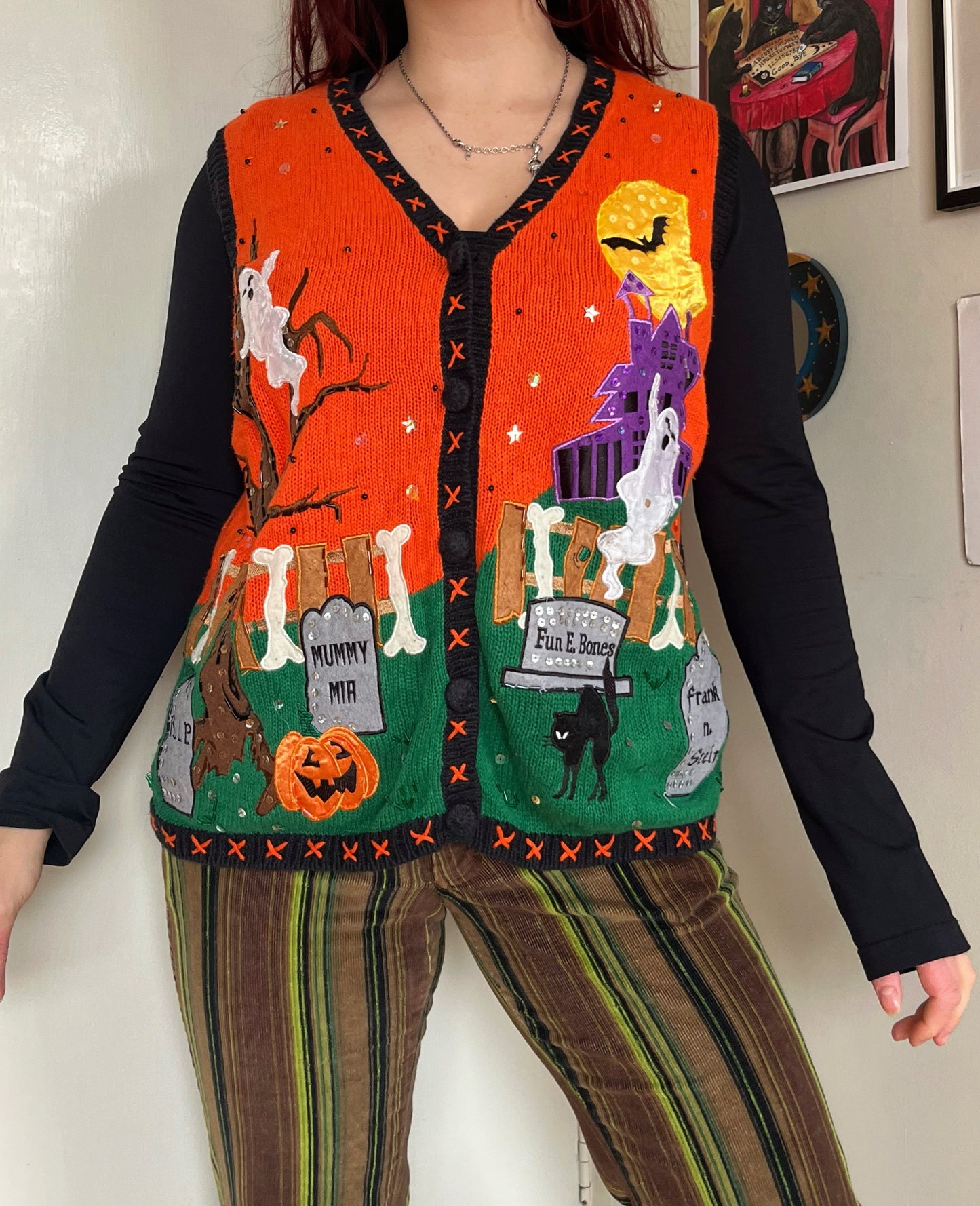 Boneyard 2000s Halloween Sweater Vest M-L