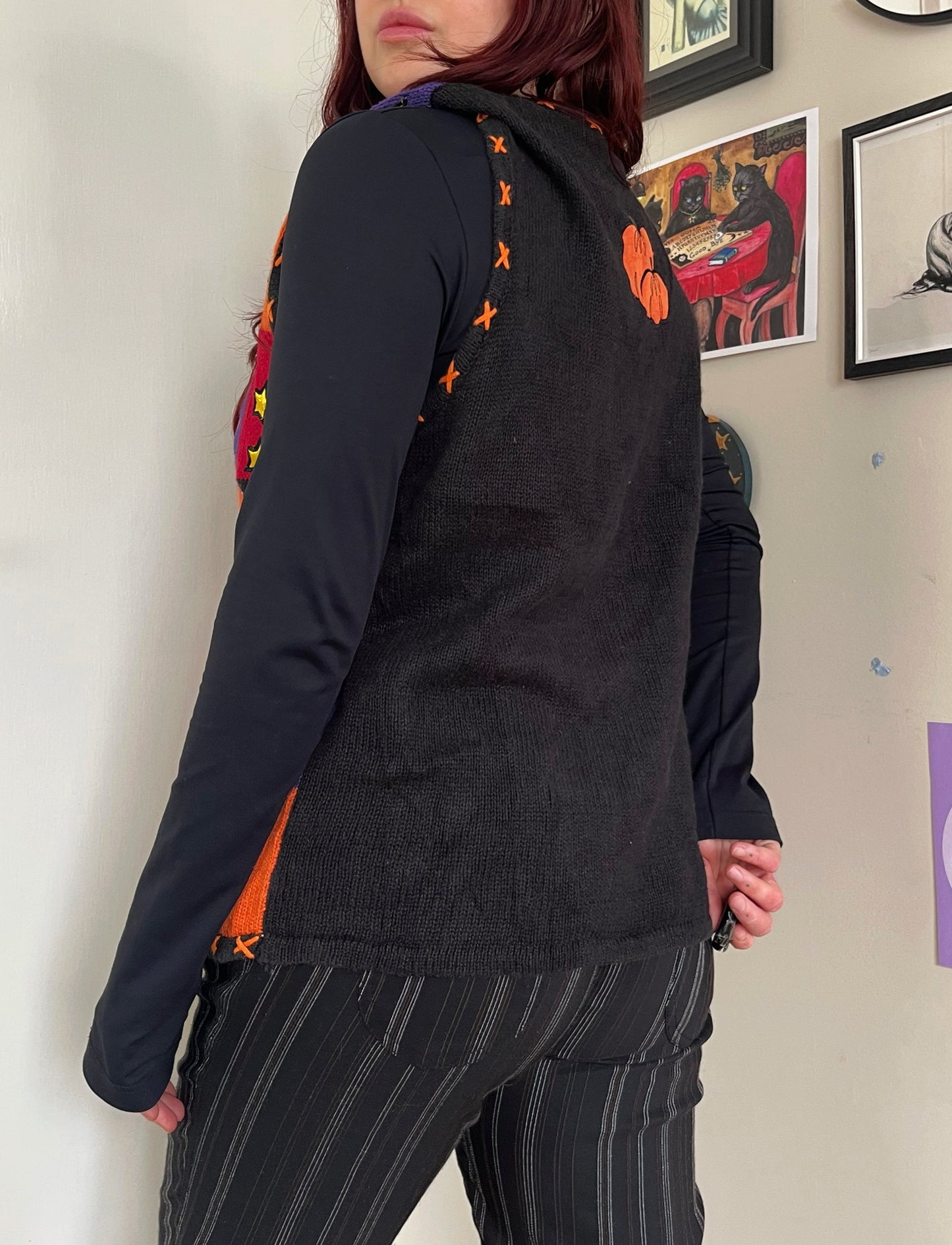 Toil and Trouble 1990s Halloween Sweater Vest M/L