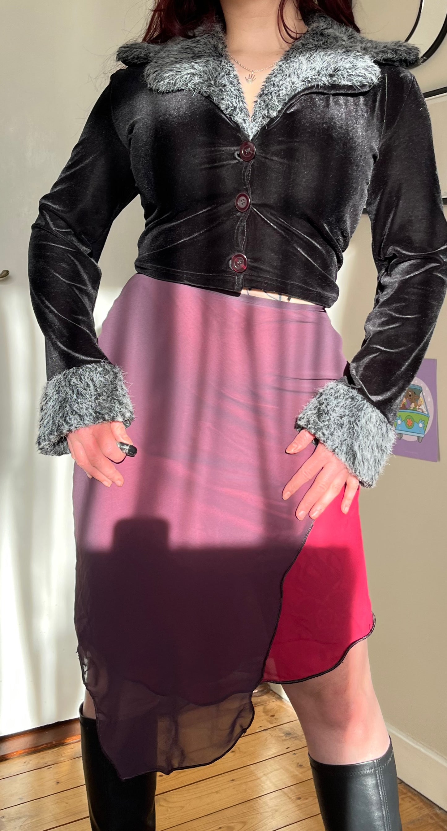 Purple Mesh Midi Skirt - UK 8-10