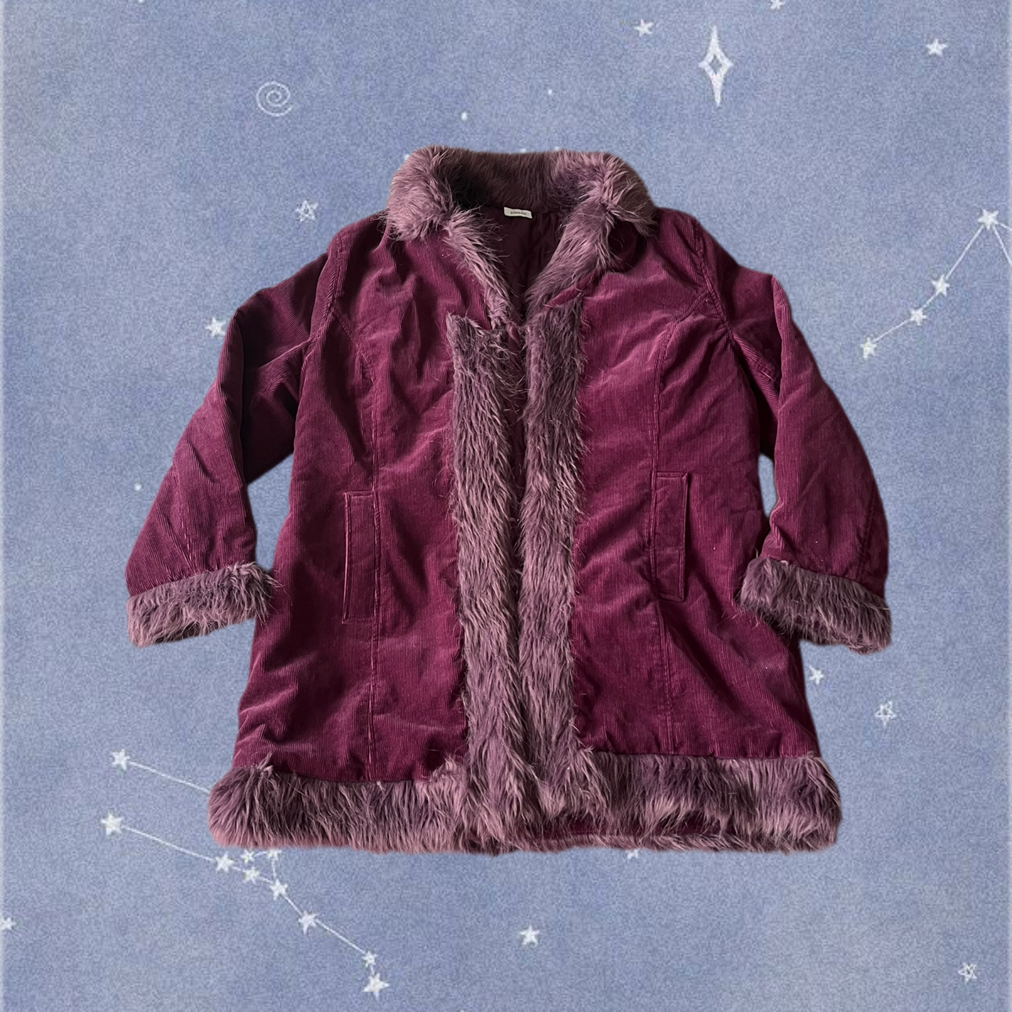 Purple Corduroy Afghan Coat UK 16-18