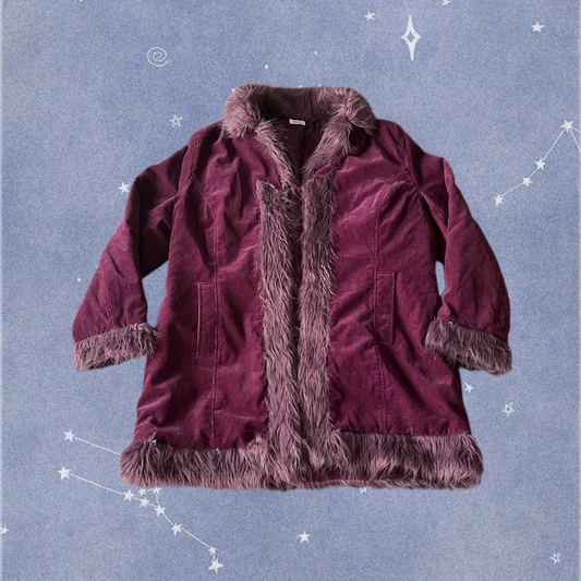 Purple Corduroy Afghan Coat UK 16-18