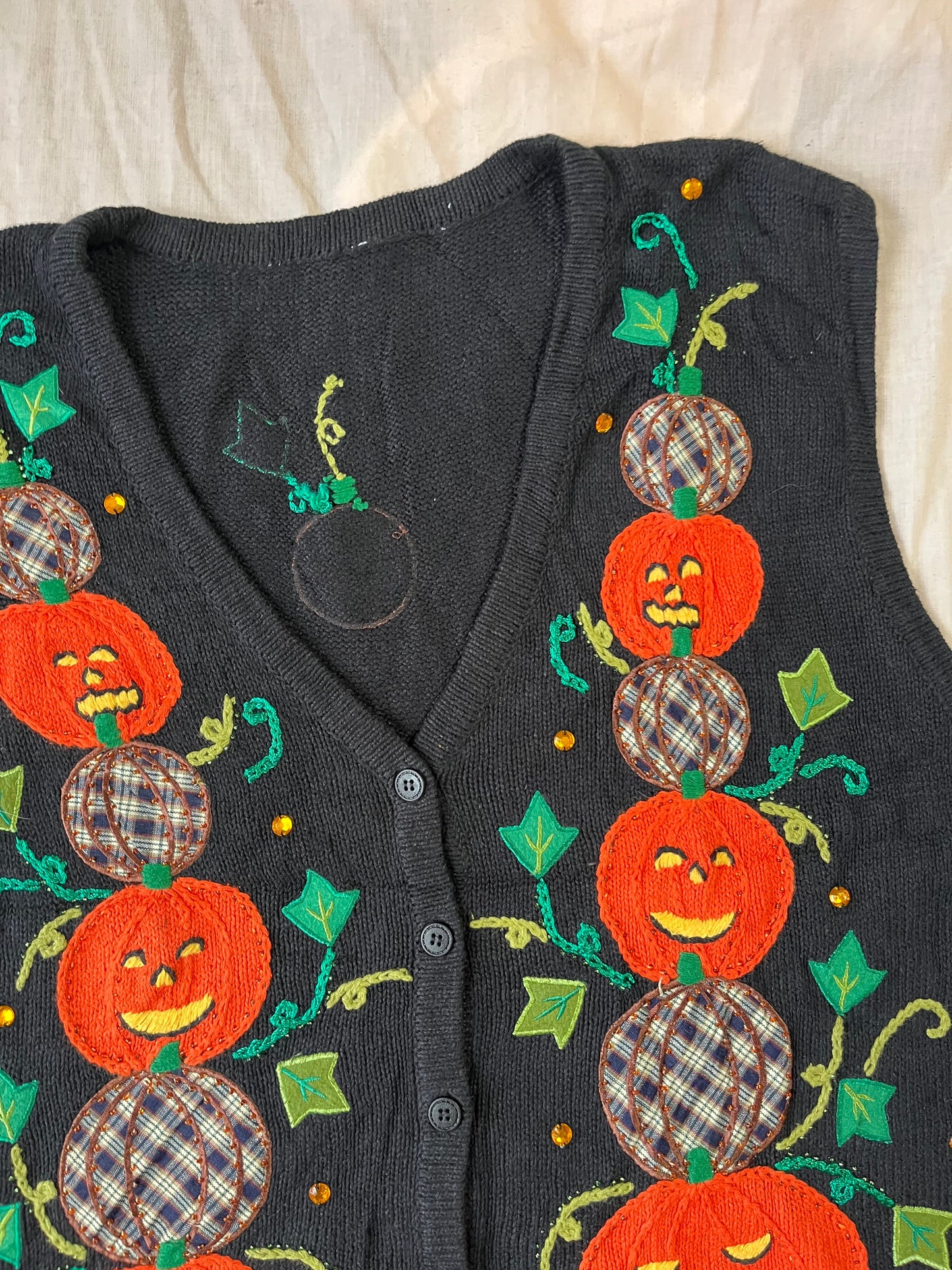 Pumpkin Patch 1990s Halloween Sweater Vest XXL
