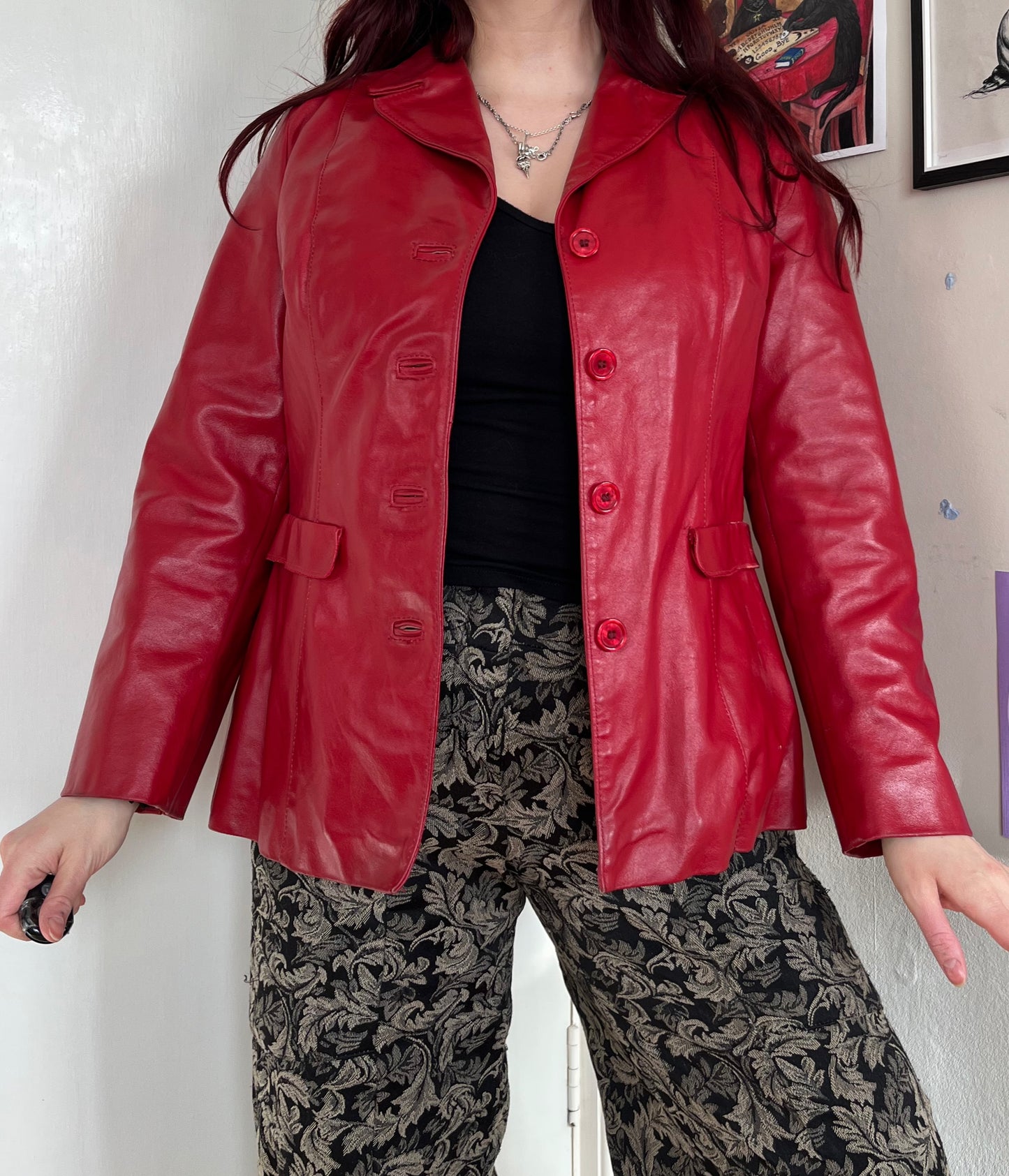 Red Leather Jacket UK 10-12