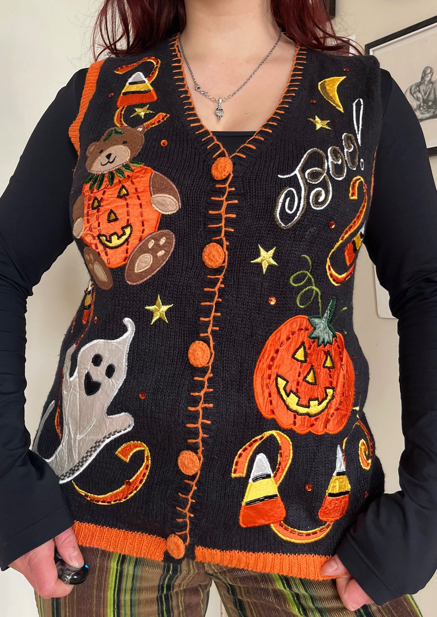 Hocus Pocus 1990s Halloween Sweater Vest M