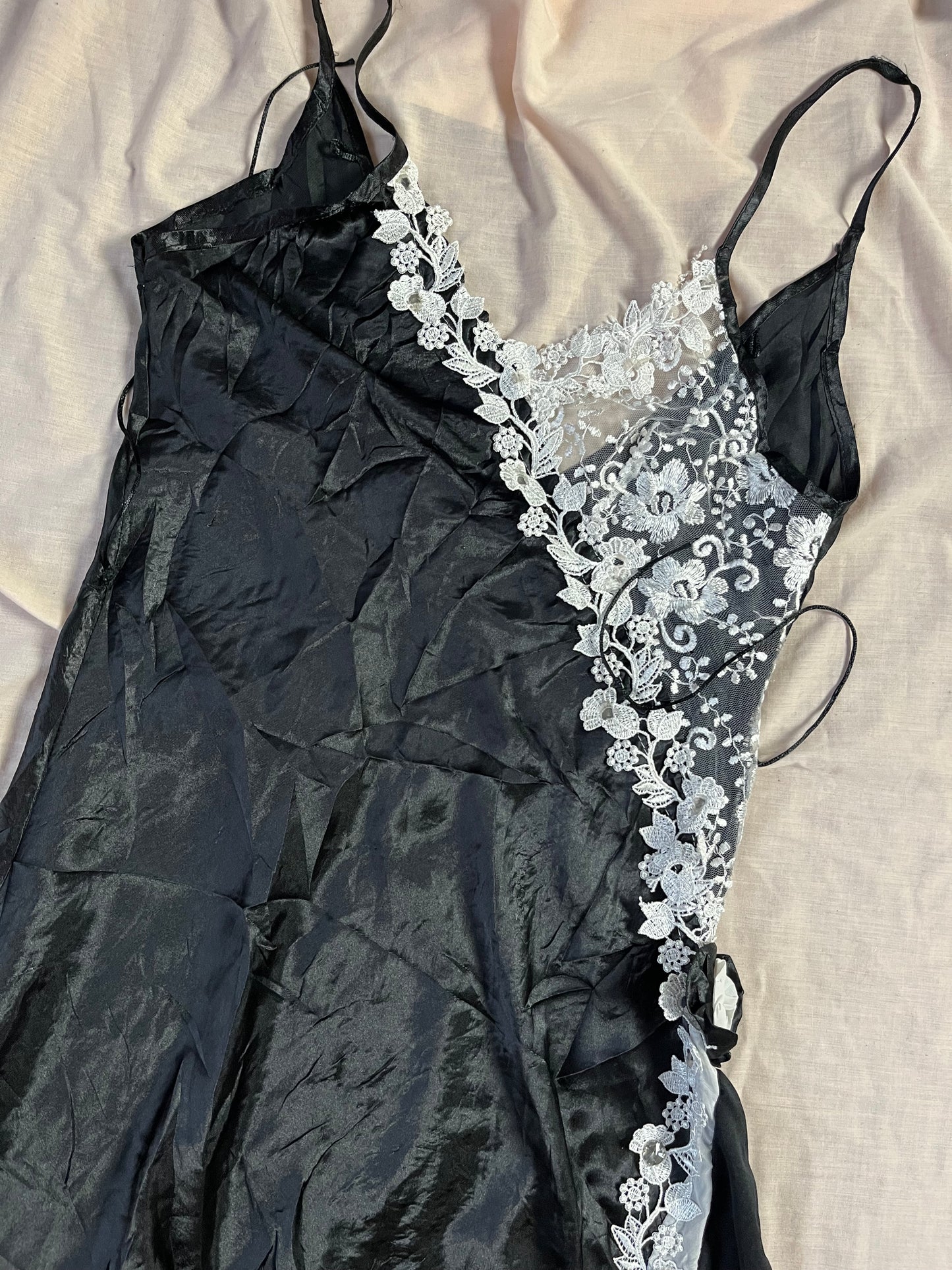 Black Lace Slip Dress - UK 10