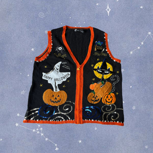 Something Wicked 1990s Halloween Sweater Vest L