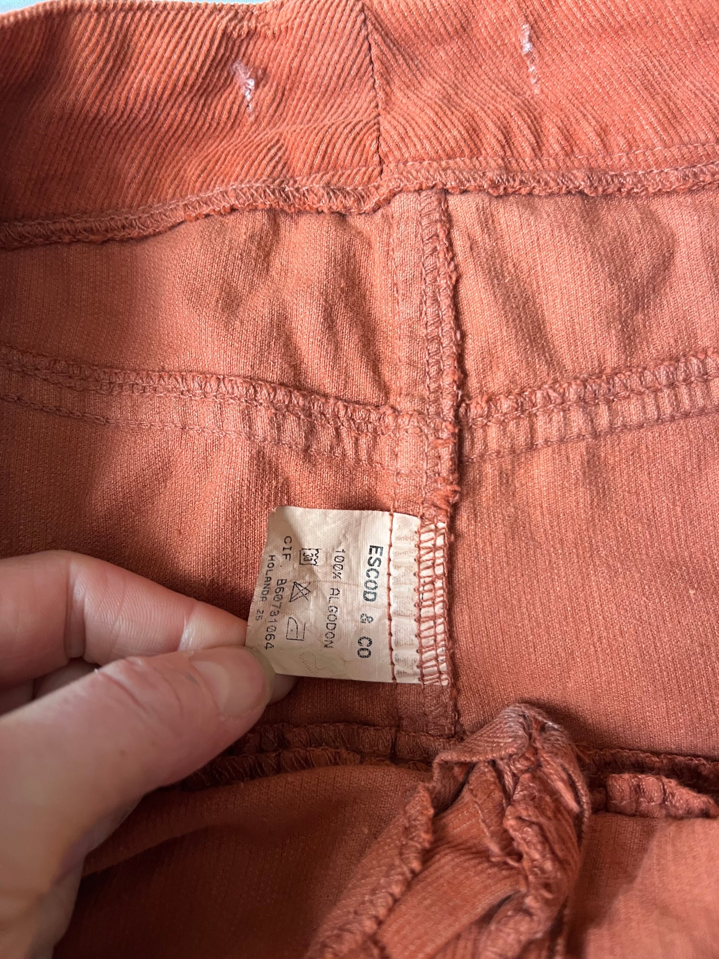 Coral Pink Corduroy Skirt UK 12
