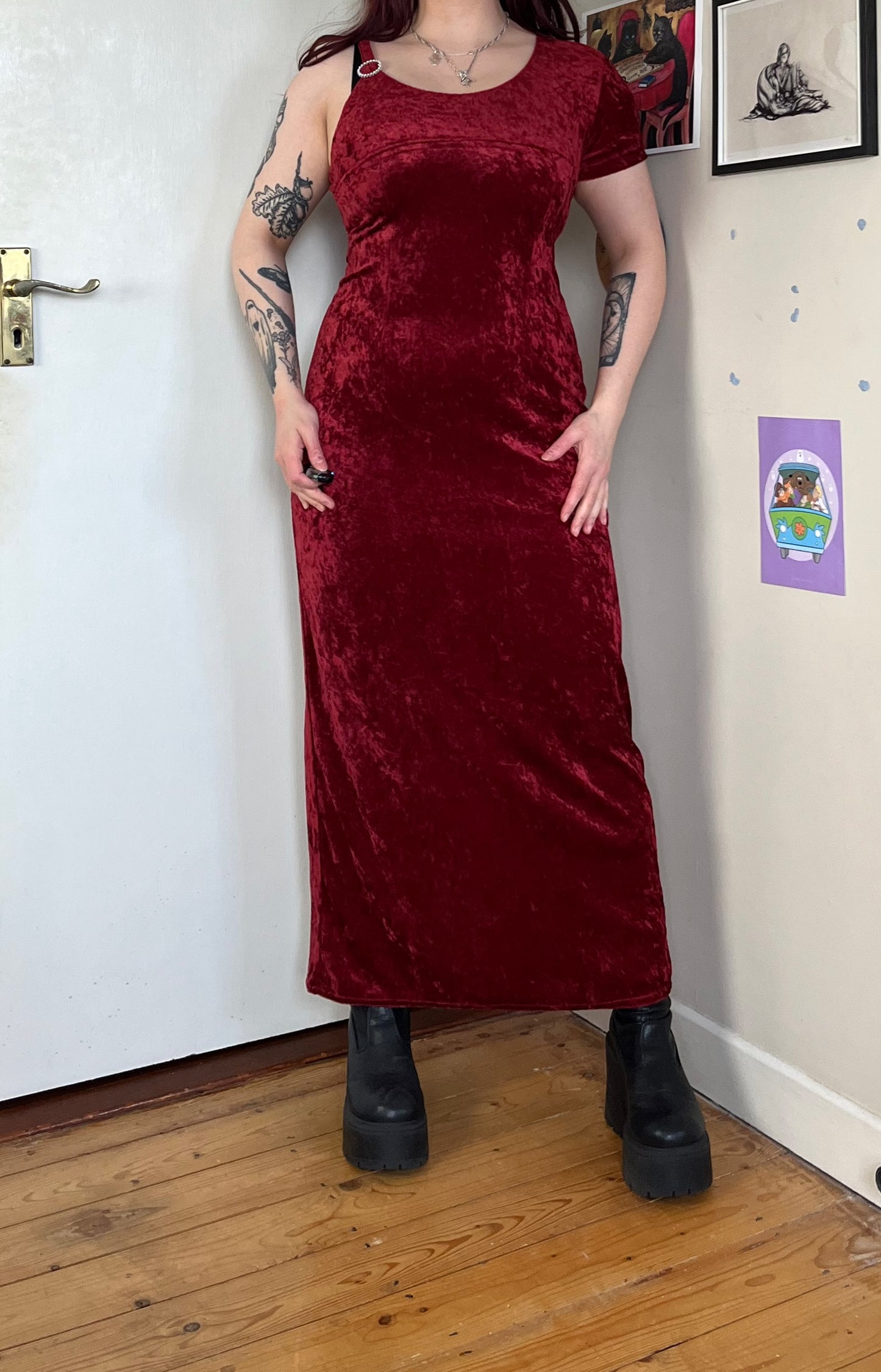 Red Velvet Dress UK 12