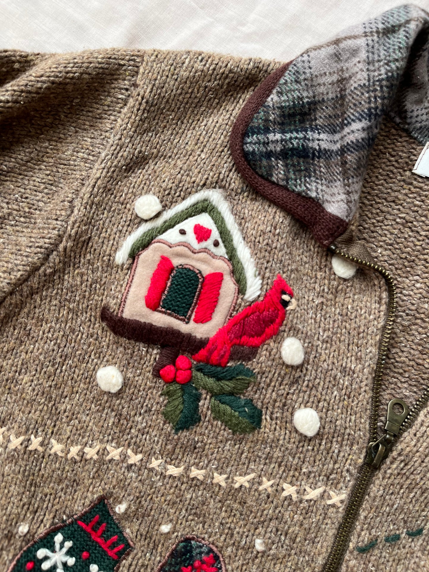 Winter Woodland 1990s Cardigan UK 4-14/M