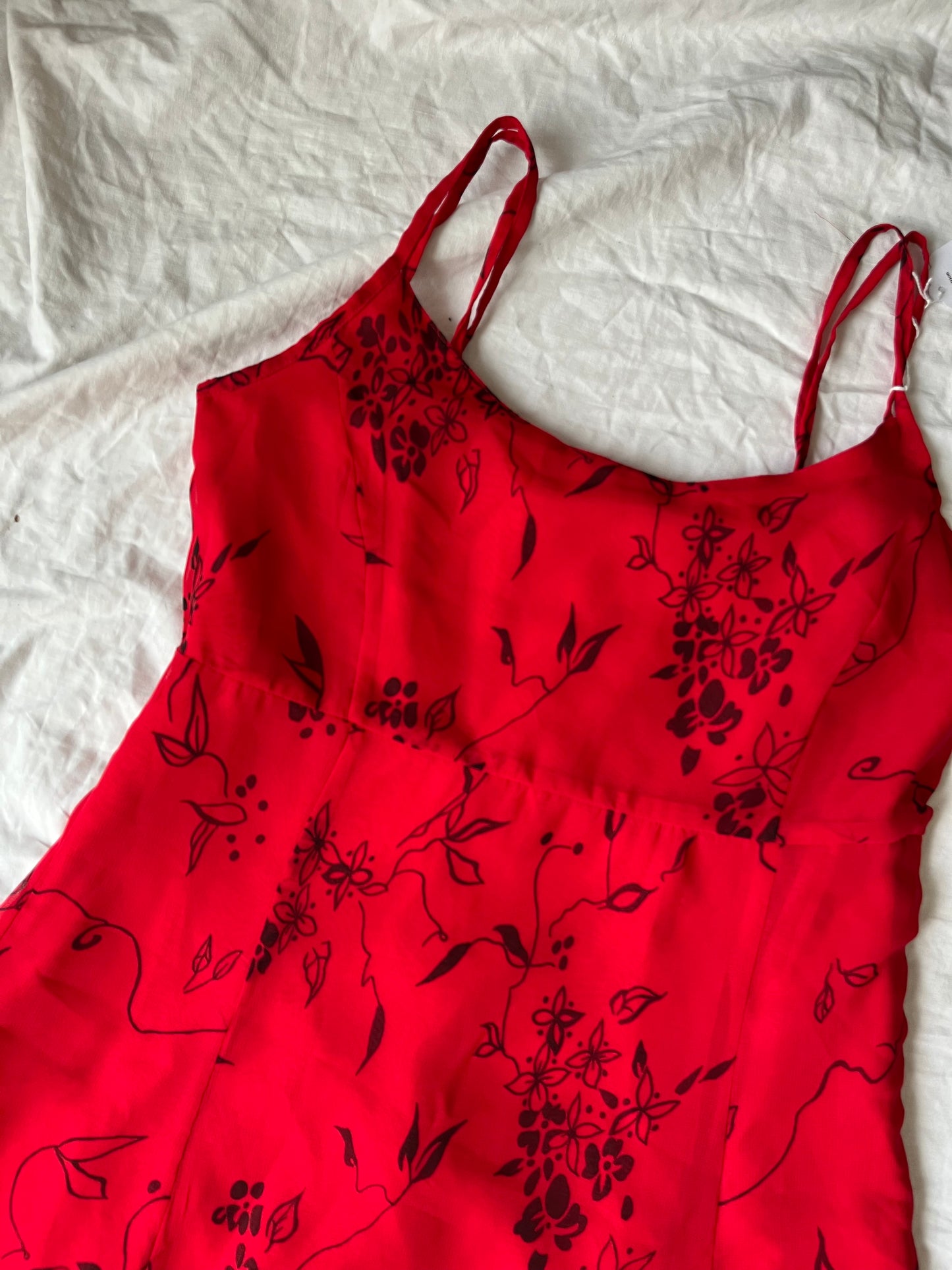 Red Floral Dress UK 10
