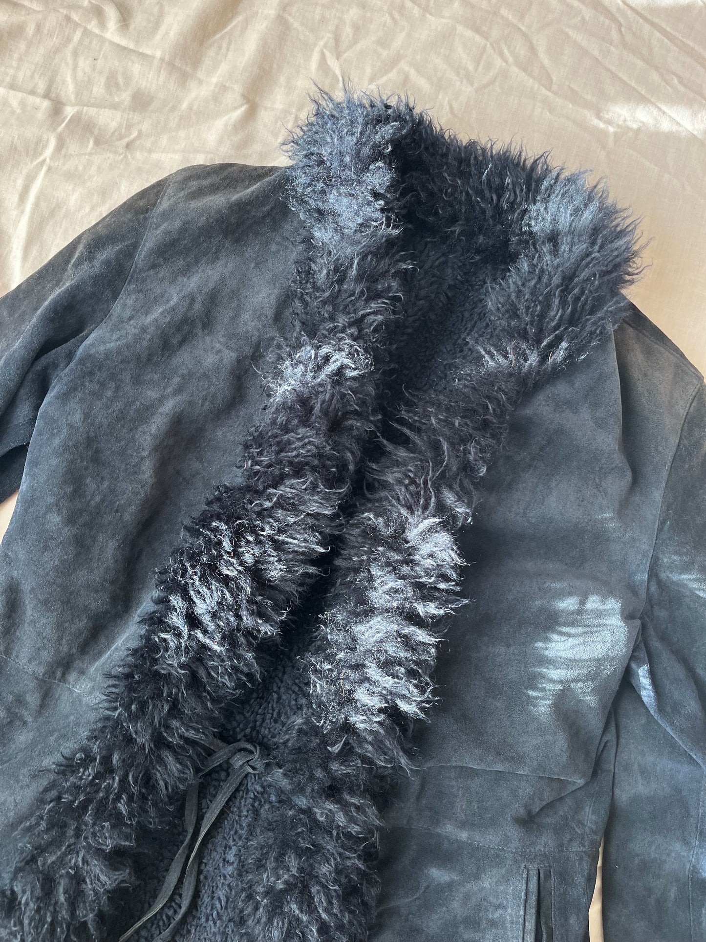 Black Suede Afghan Coat - Size M/L