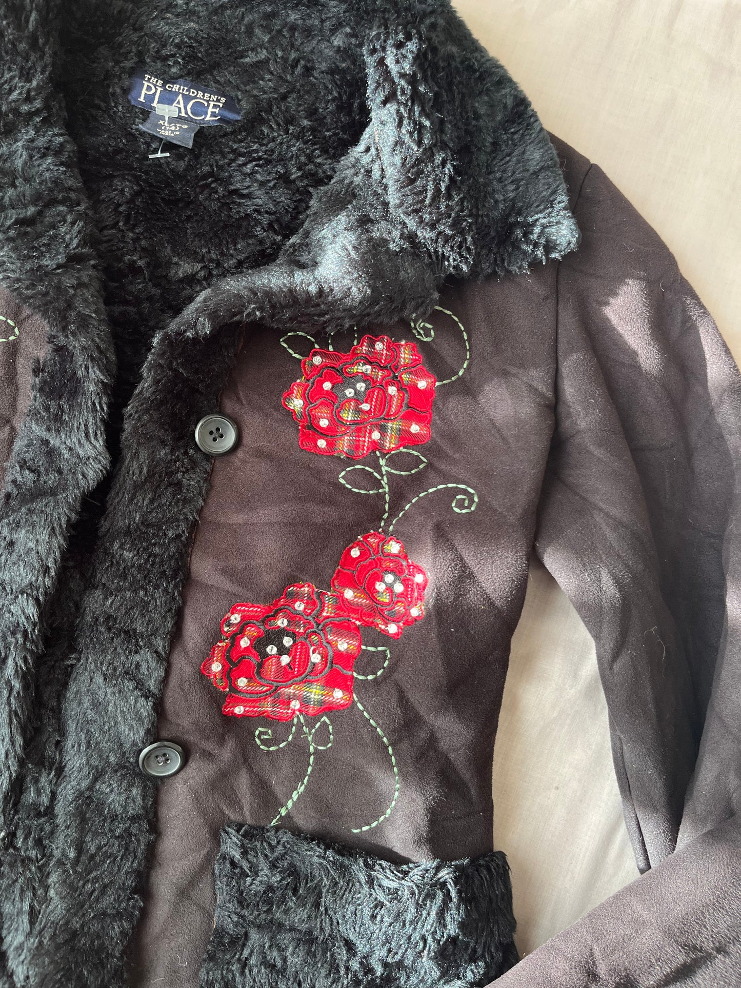 Black Embroidered Afghan Coat - Size S