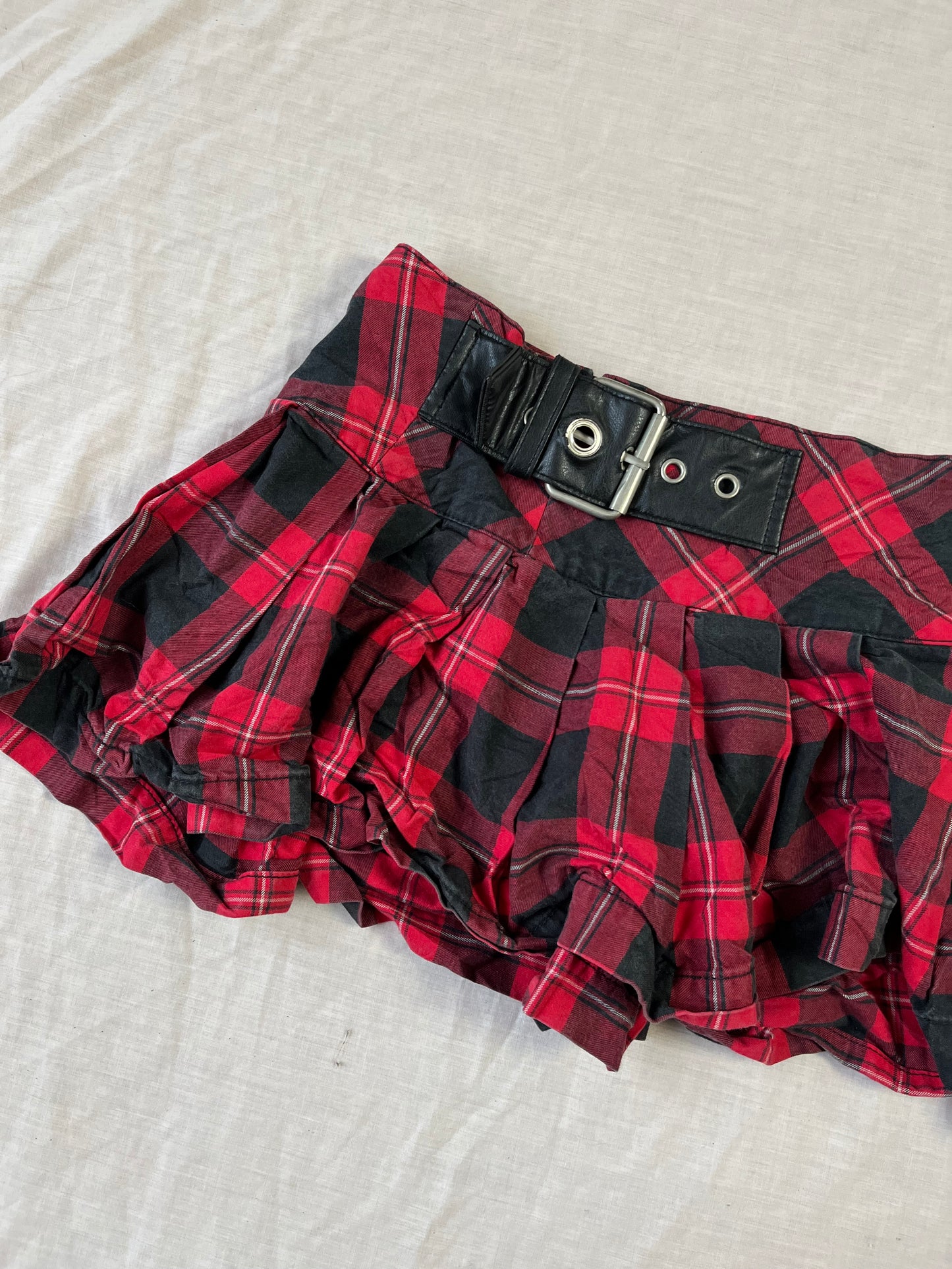 Red Plaid Mini Skirt UK 10-12