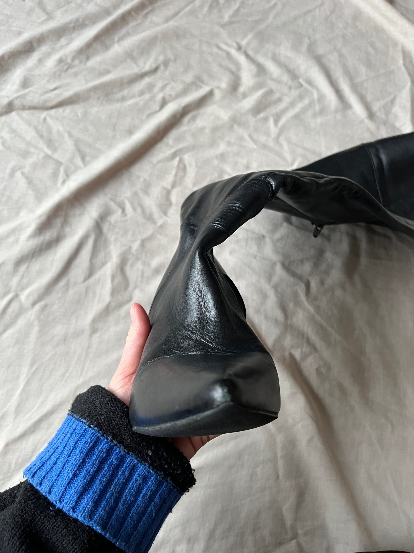 1990s Black Leather Boots UK 4/ EU 37