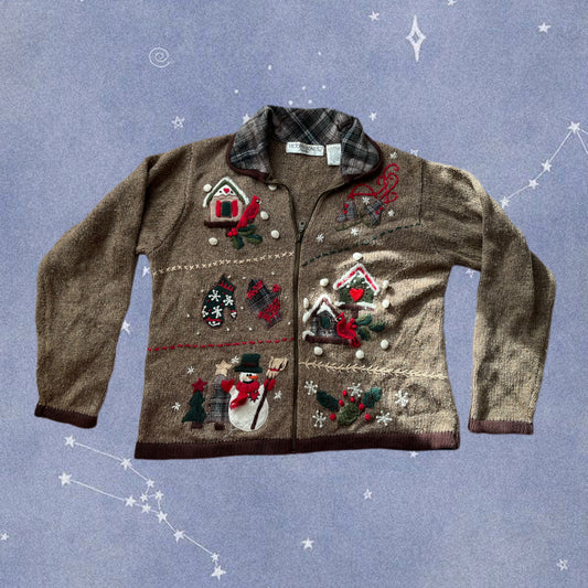 Winter Woodland 1990s Cardigan UK 4-14/M