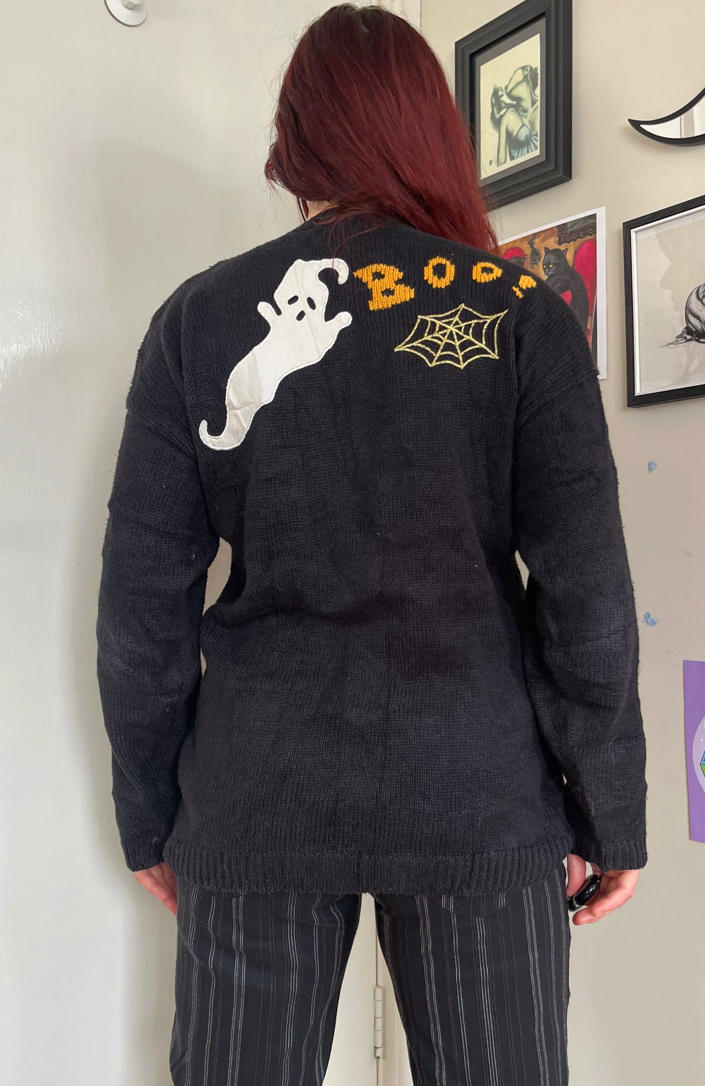 Haunted Harvest 1990s Halloween Cardigan L