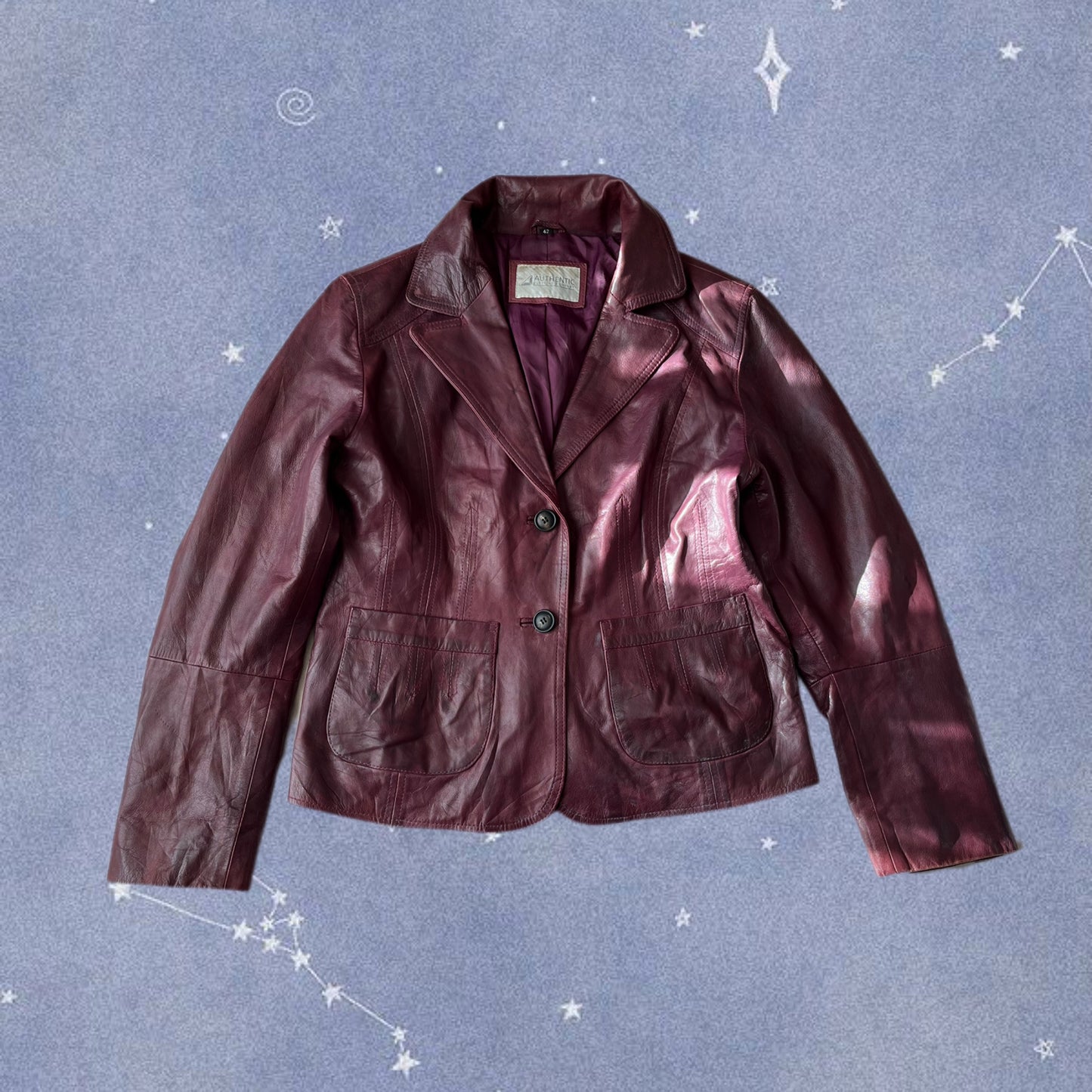 Purple Leather Jacket - Size M