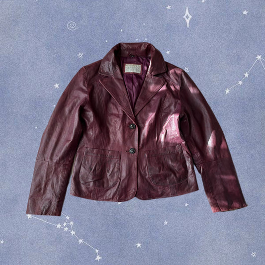Purple Leather Jacket - Size M