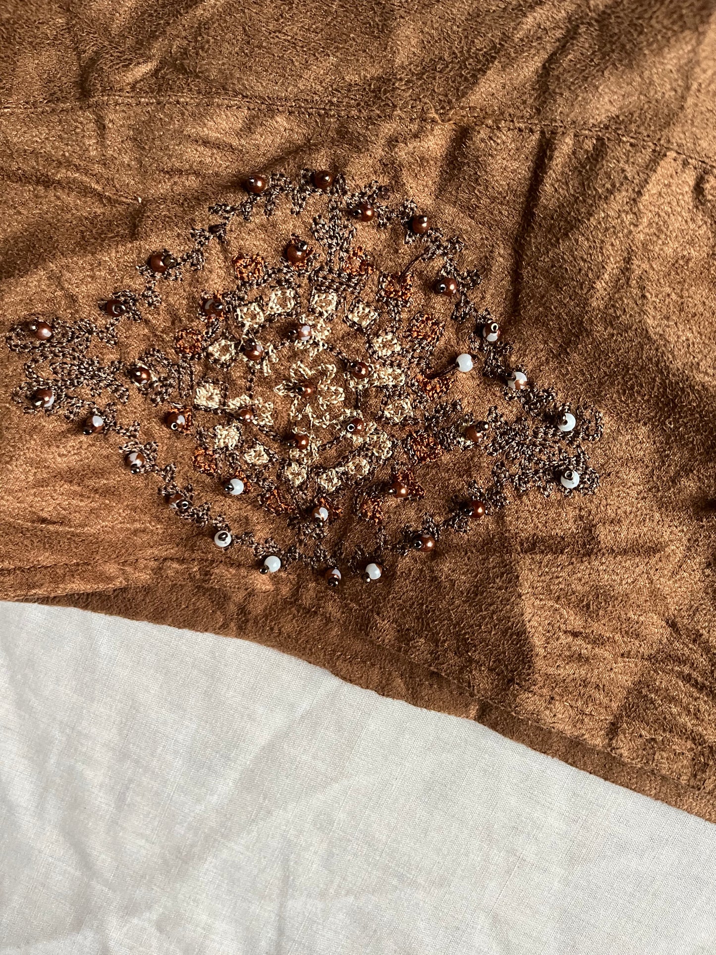 Beaded Brown Skirt - UK 14
