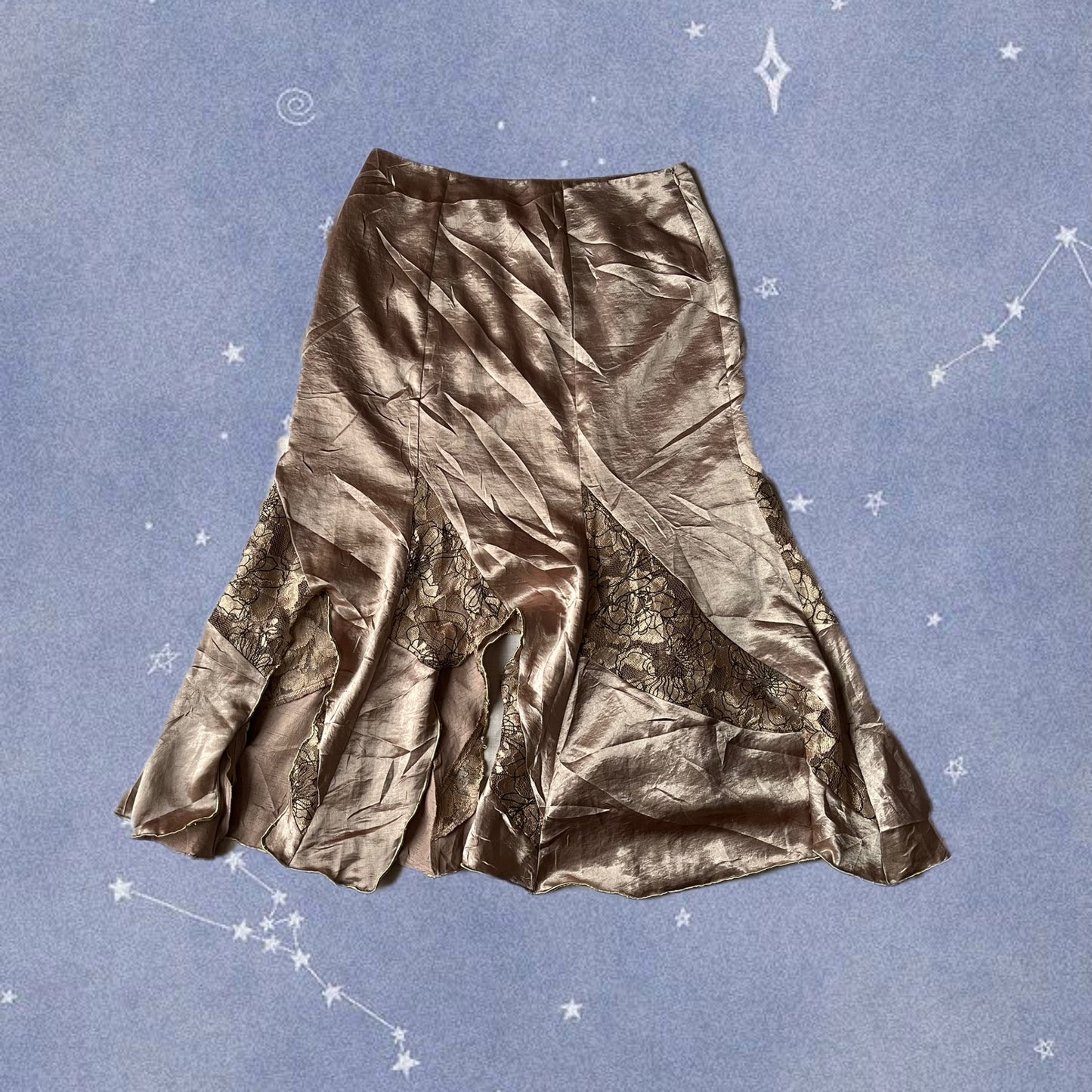 Gold Satin Maxi Skirt - UK 12