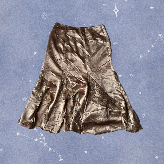 Gold Satin Maxi Skirt - UK 12