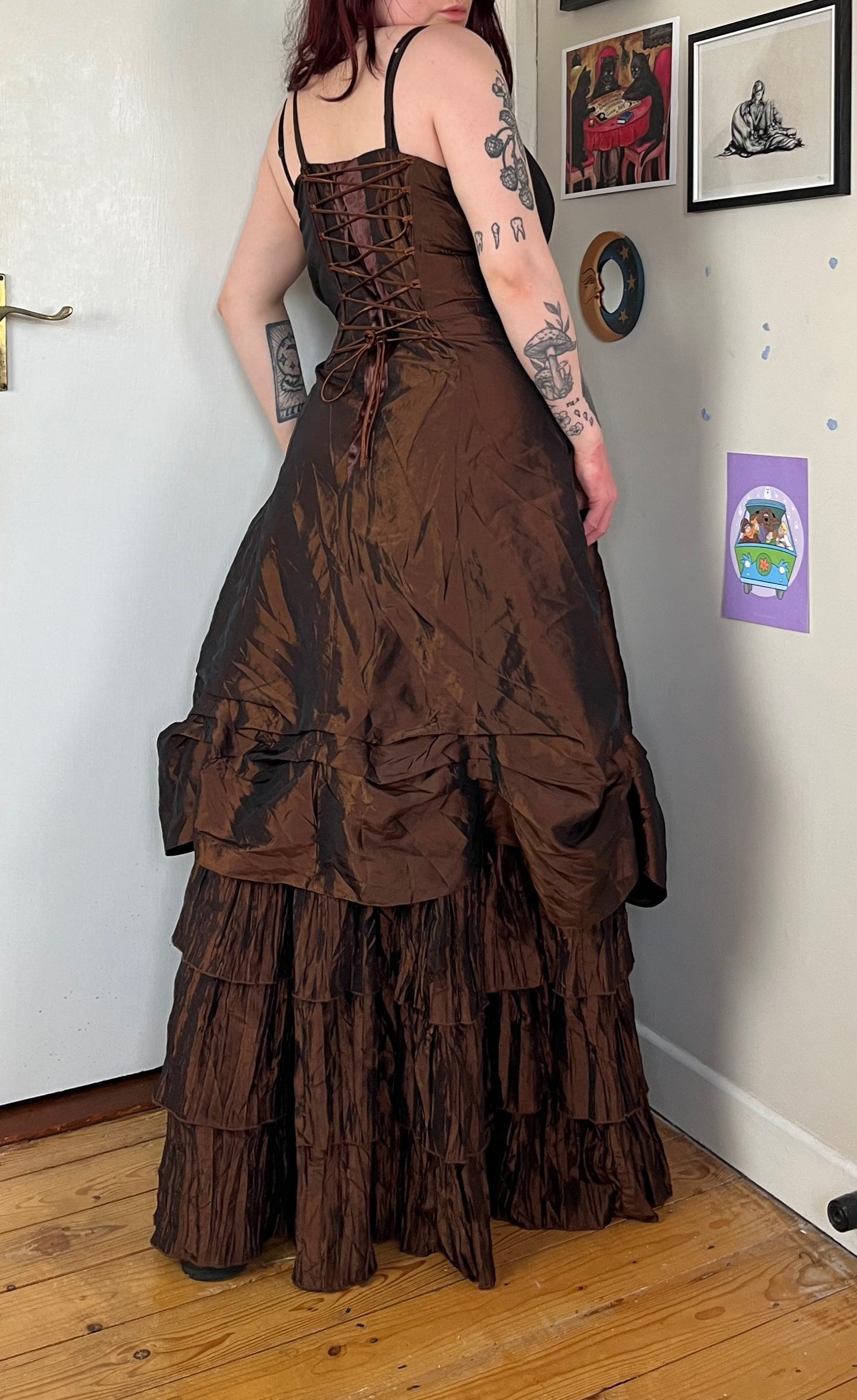 1990s Brown Prom/Evening Dress - UK 8-10